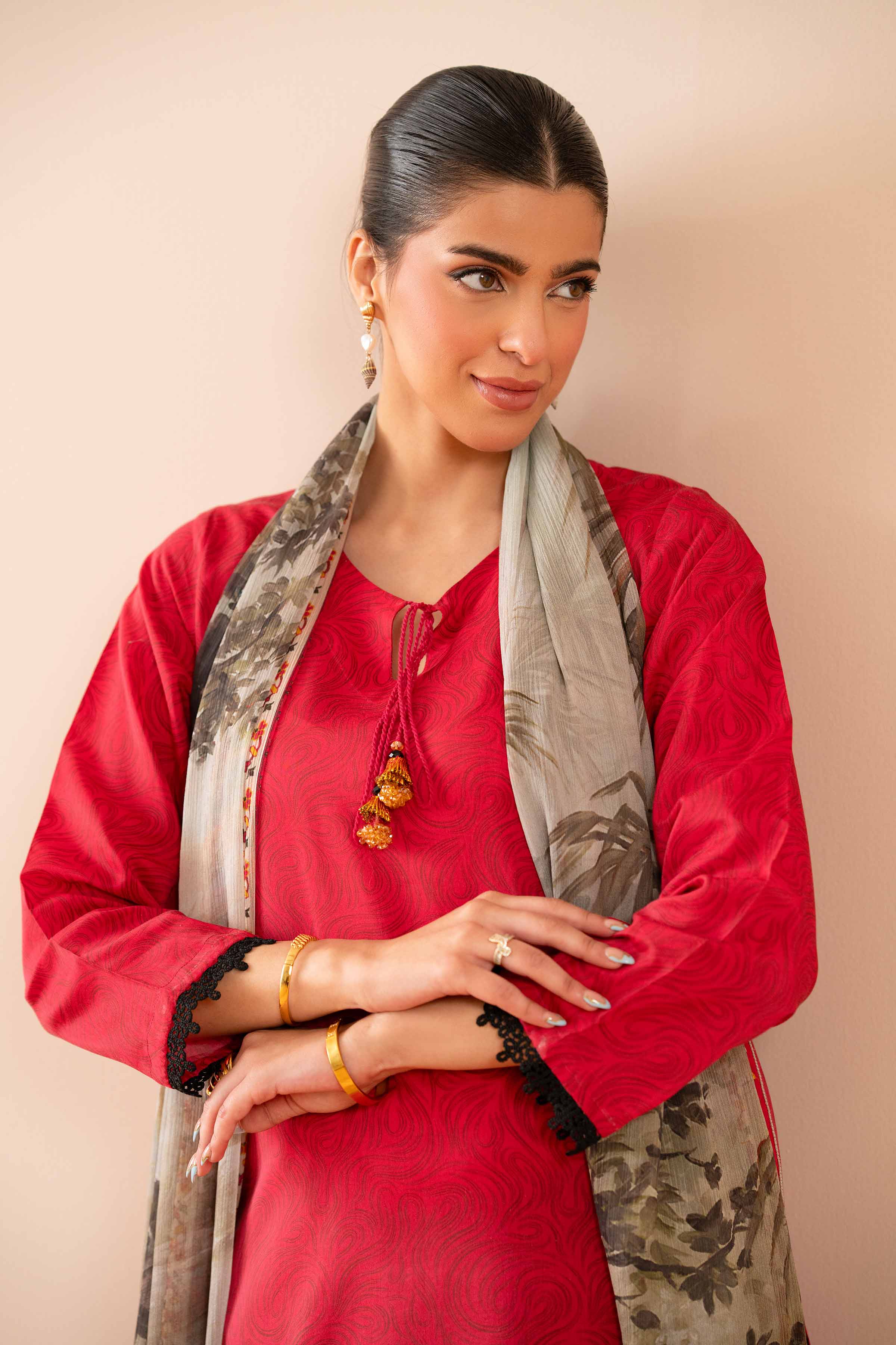 2 Piece - Printed Embroidered Suit - PS25-44 - Image 2