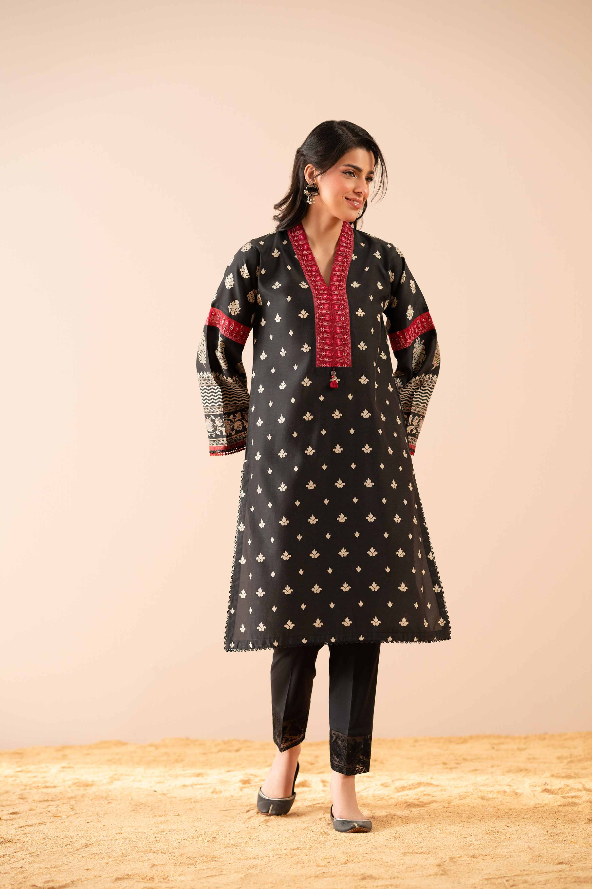Printed Embroidered Kurta - PS25-46 - Image 4