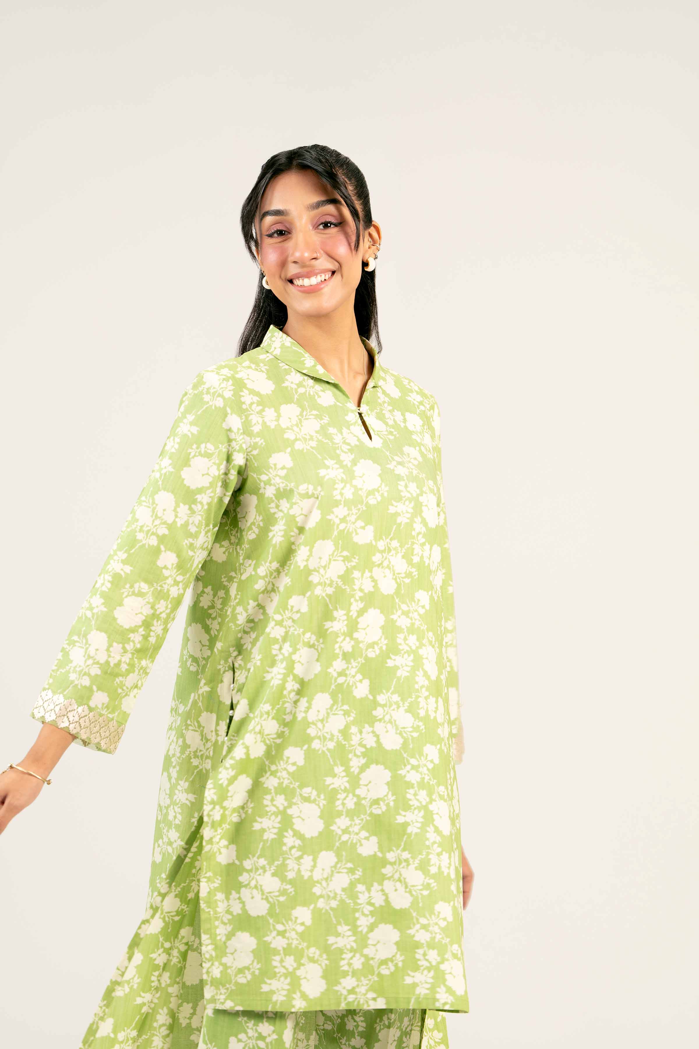 2 Piece - Printed Embroidered Suit - PS25-51 - Image 5