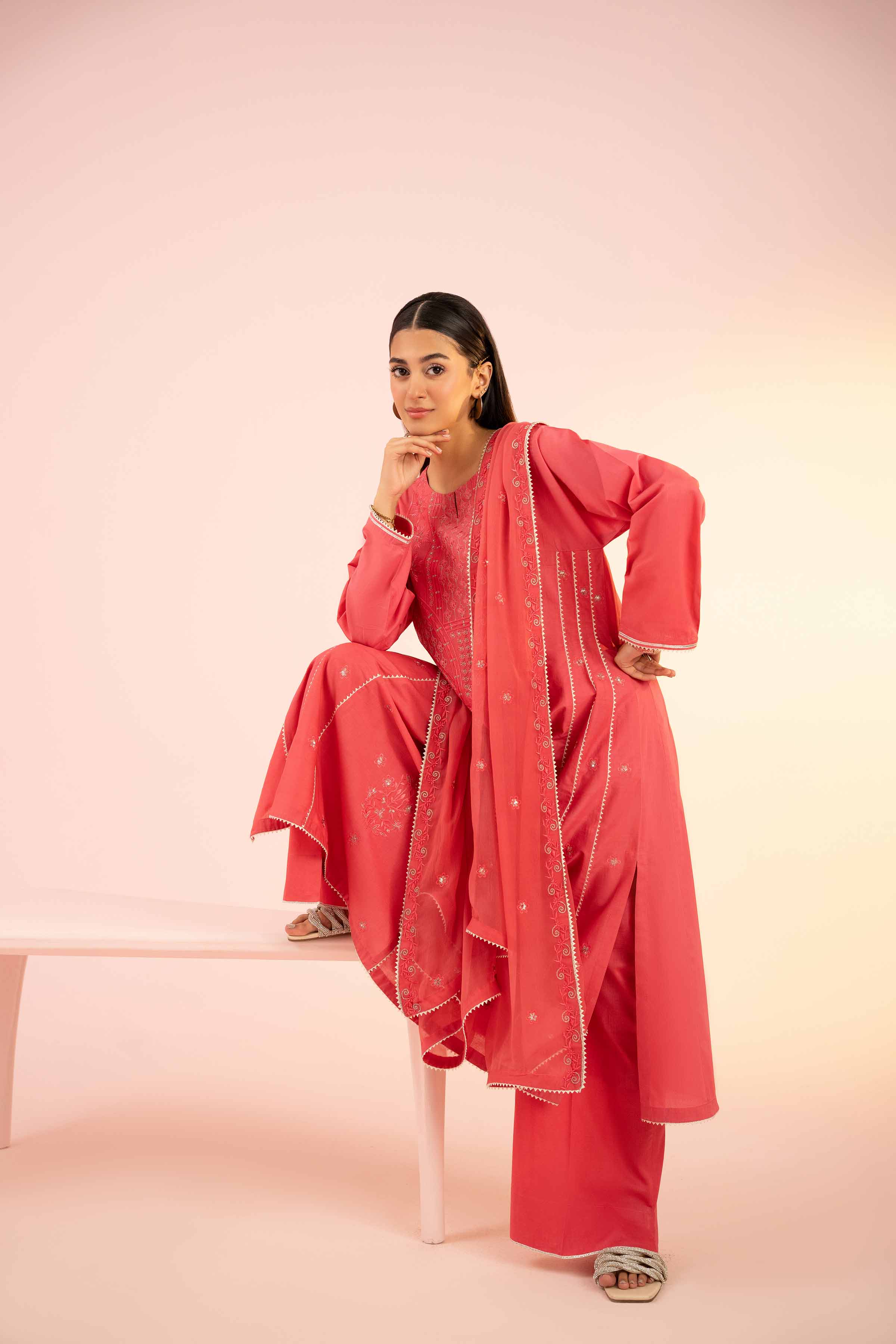 3 Piece - Embroidered Suit - PS25-64 - Image 7