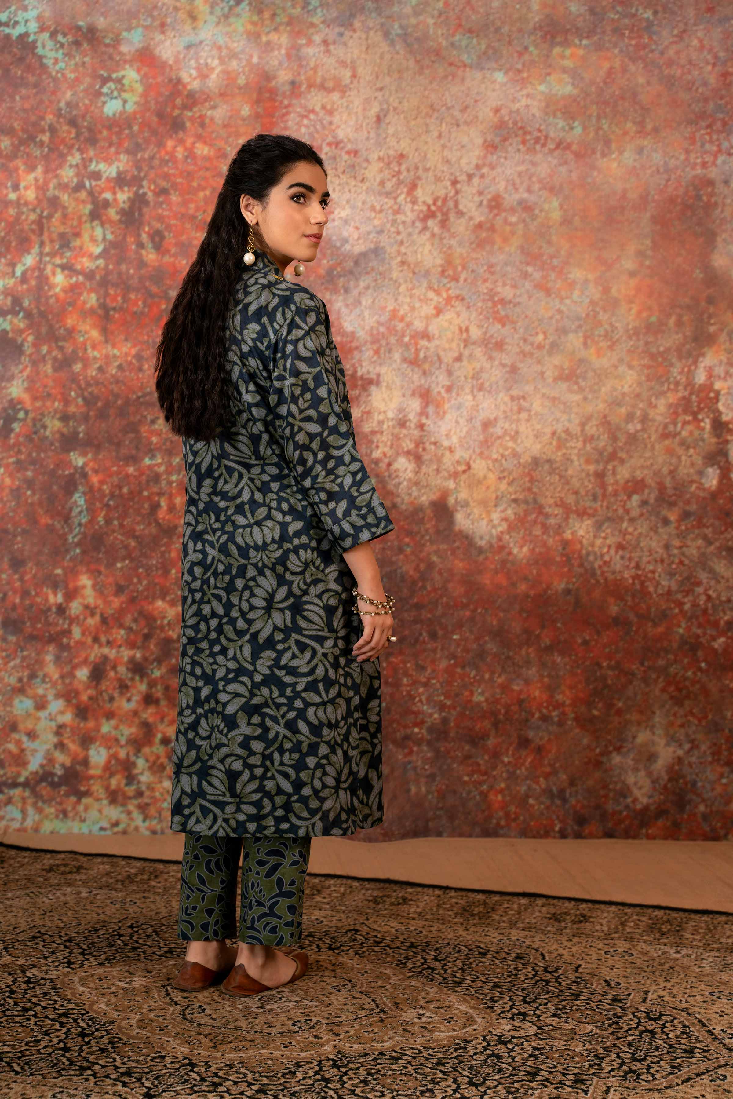 2 Piece - Printed Embroidered Suit - PW23-252 - Image 2