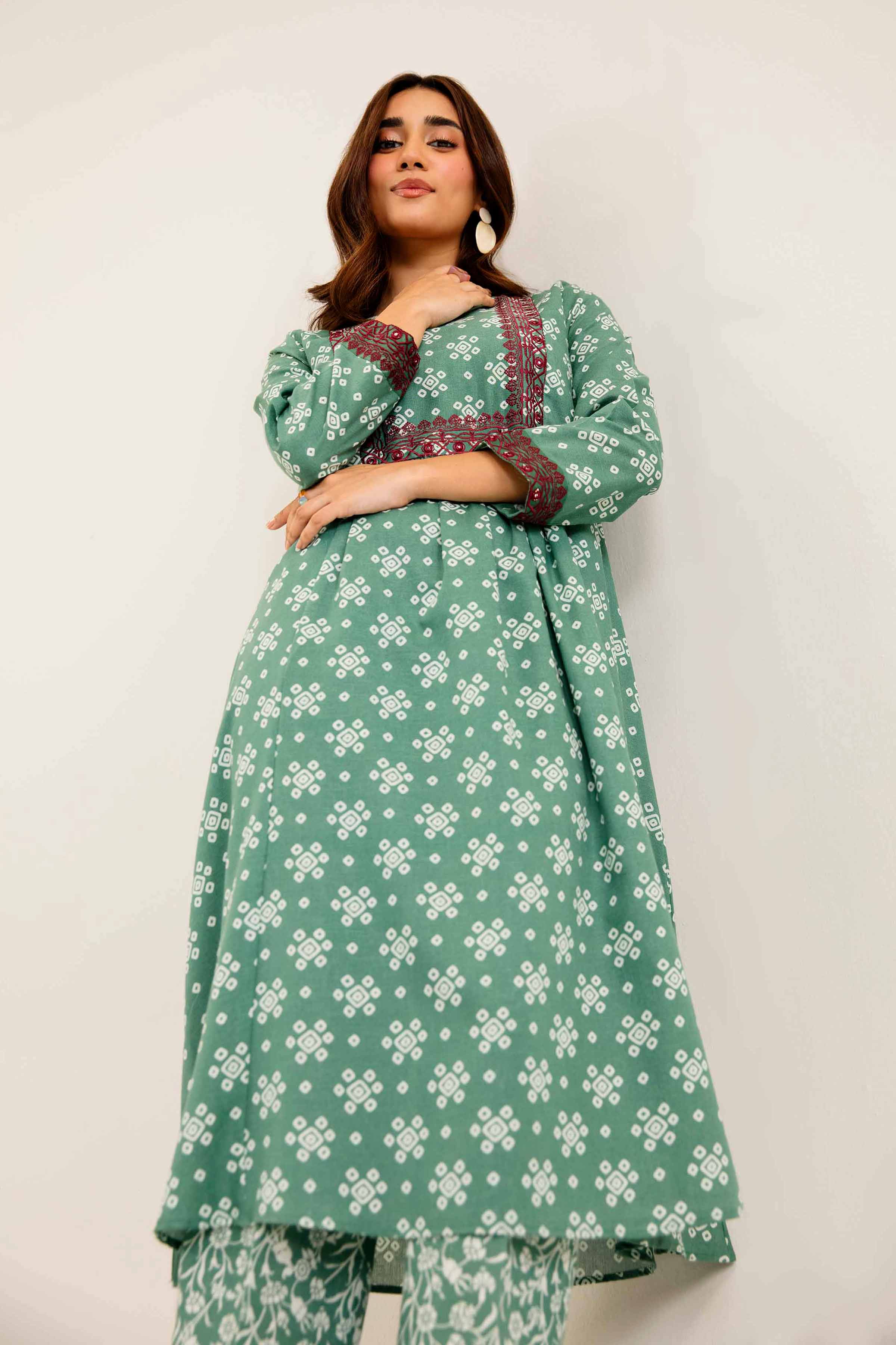 2 Piece - Printed Embroidered Suit - PW24-160 - Image 4