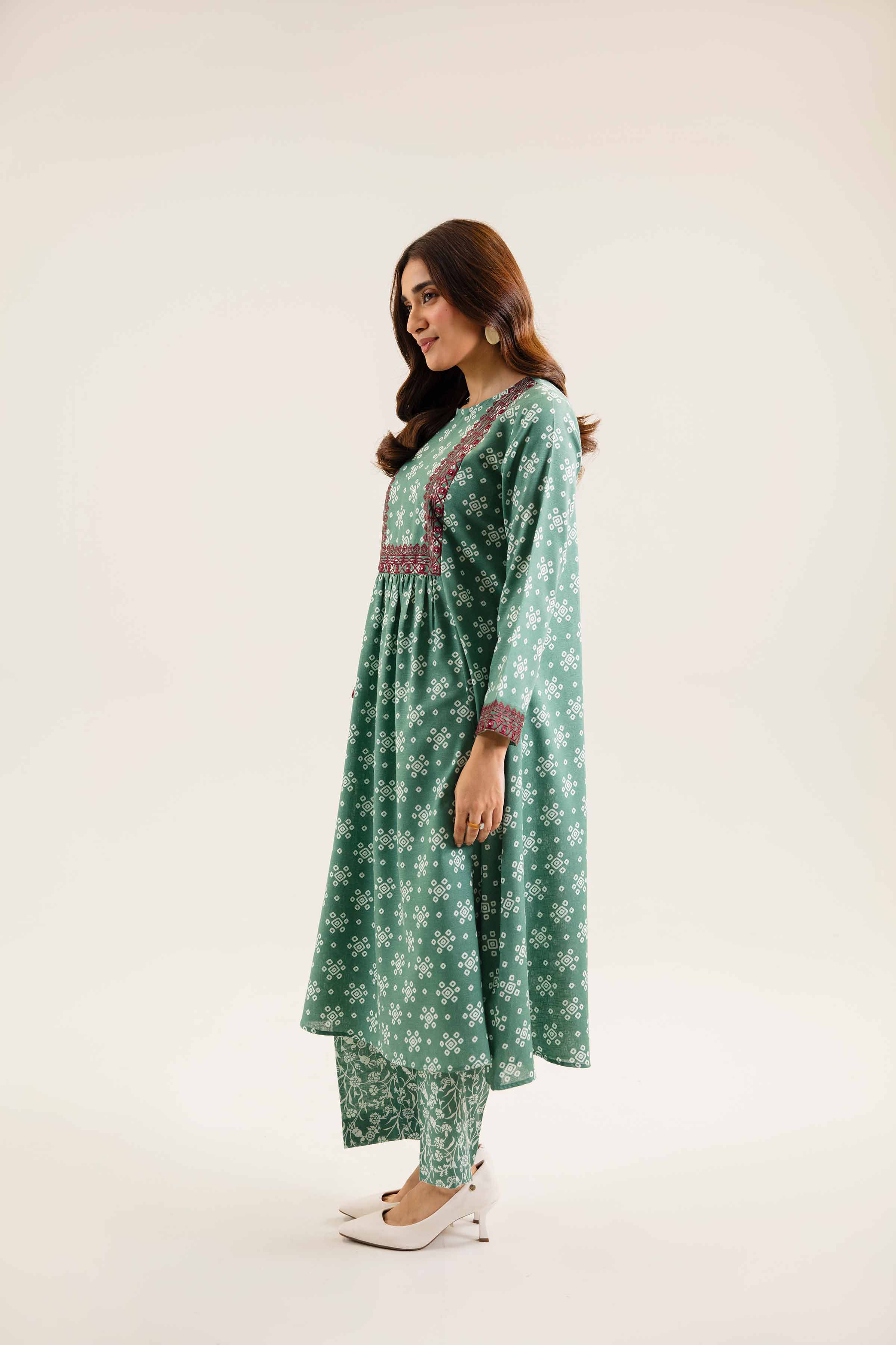 2 Piece - Printed Embroidered Suit - PW24-160 - Image 6