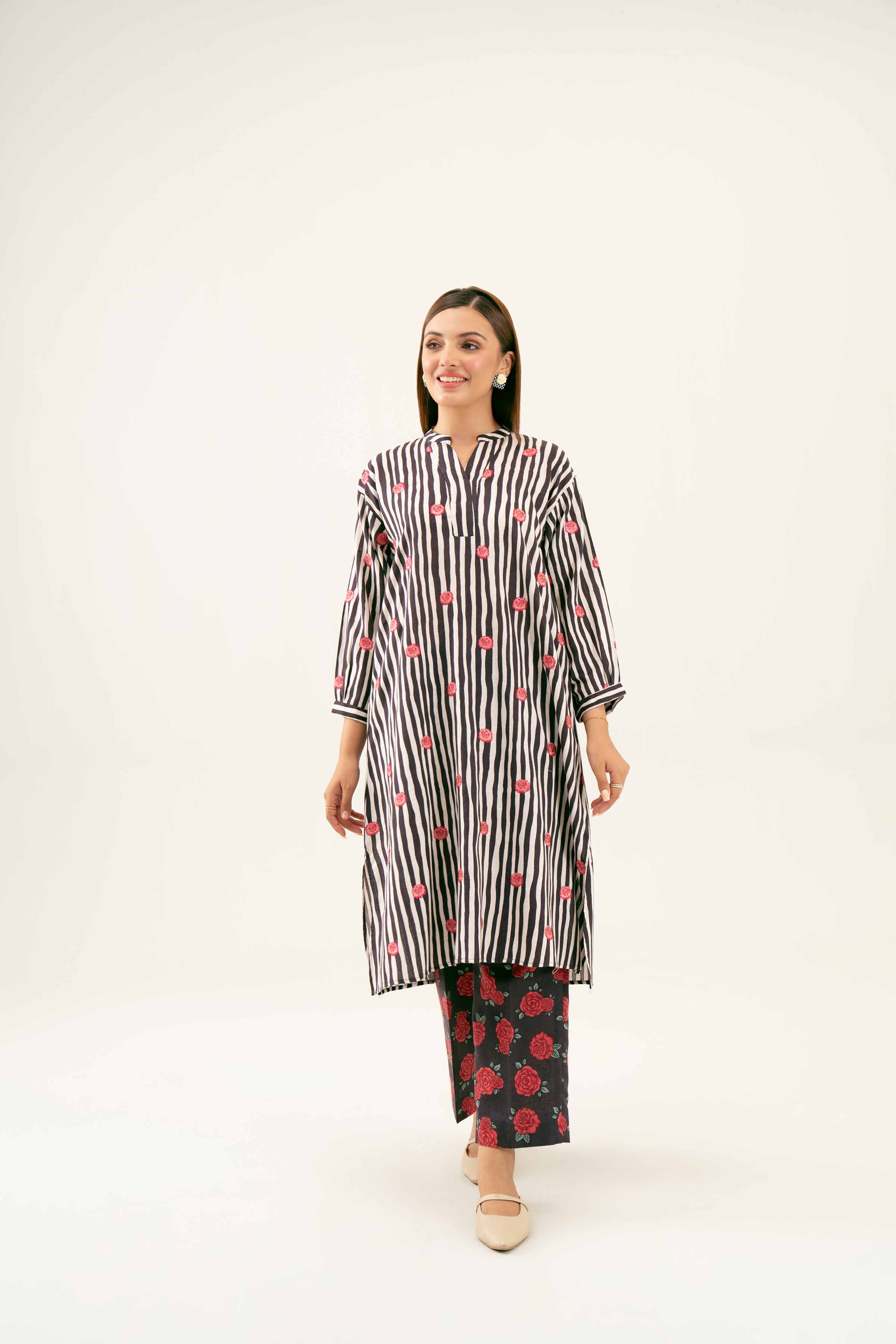 2 Piece - Printed Embroidered Suit - PW24-180 - Image 5