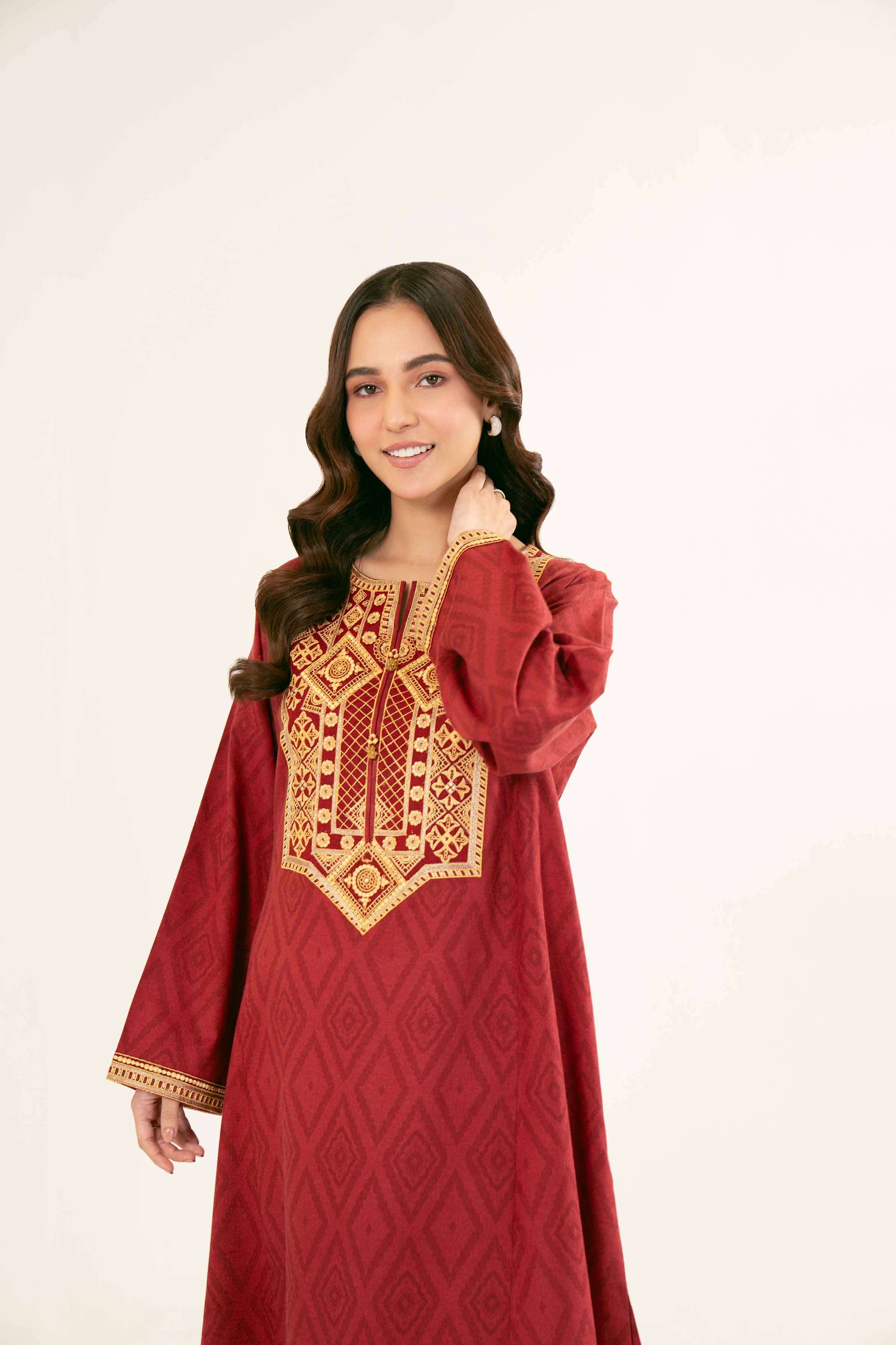 2 Piece - Printed Embroidered Suit - PW24-221 - Image 3
