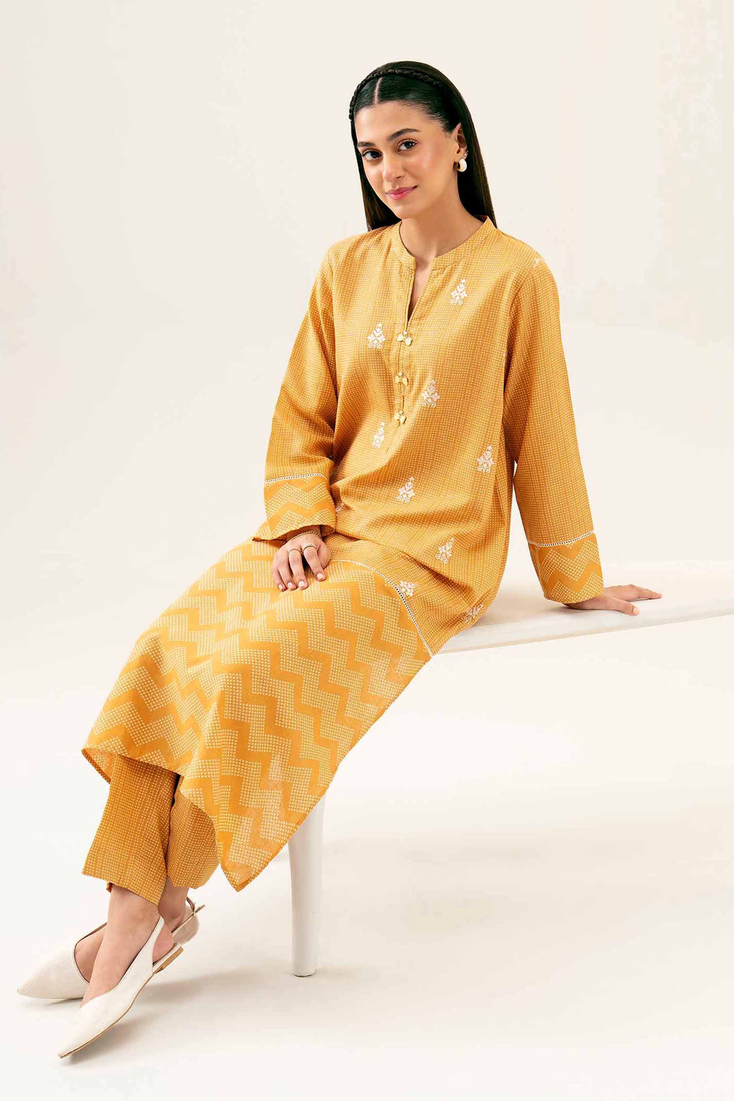 2 Piece - Printed Embroidered Suit - PW24-235 - Image 2