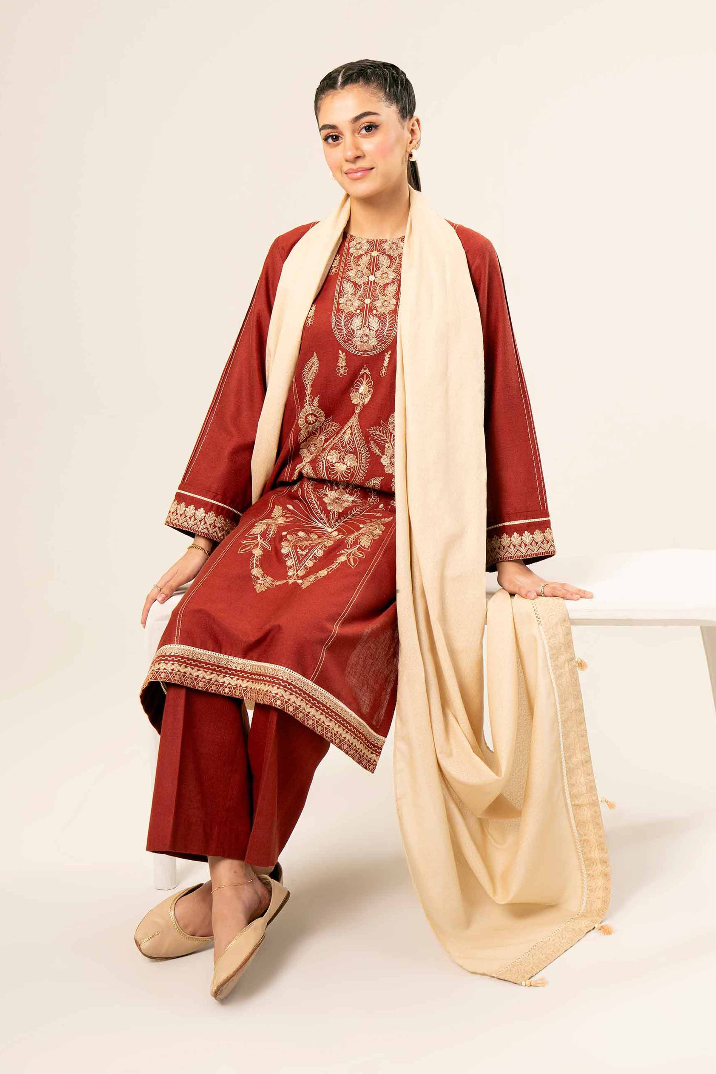 3 Piece - Embroidered Suit - PW24-282 - Image 2