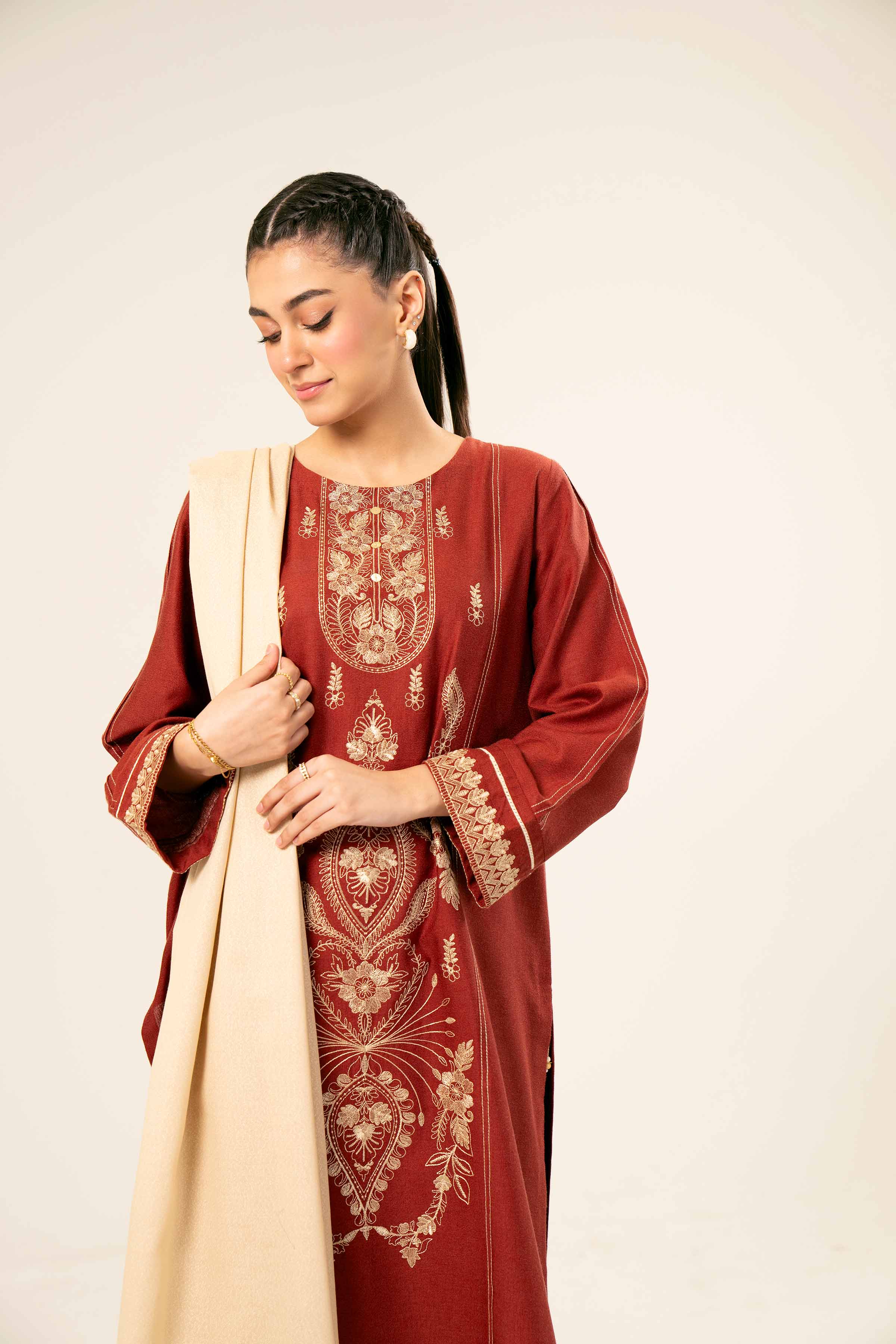 3 Piece - Embroidered Suit - PW24-282 - Image 7
