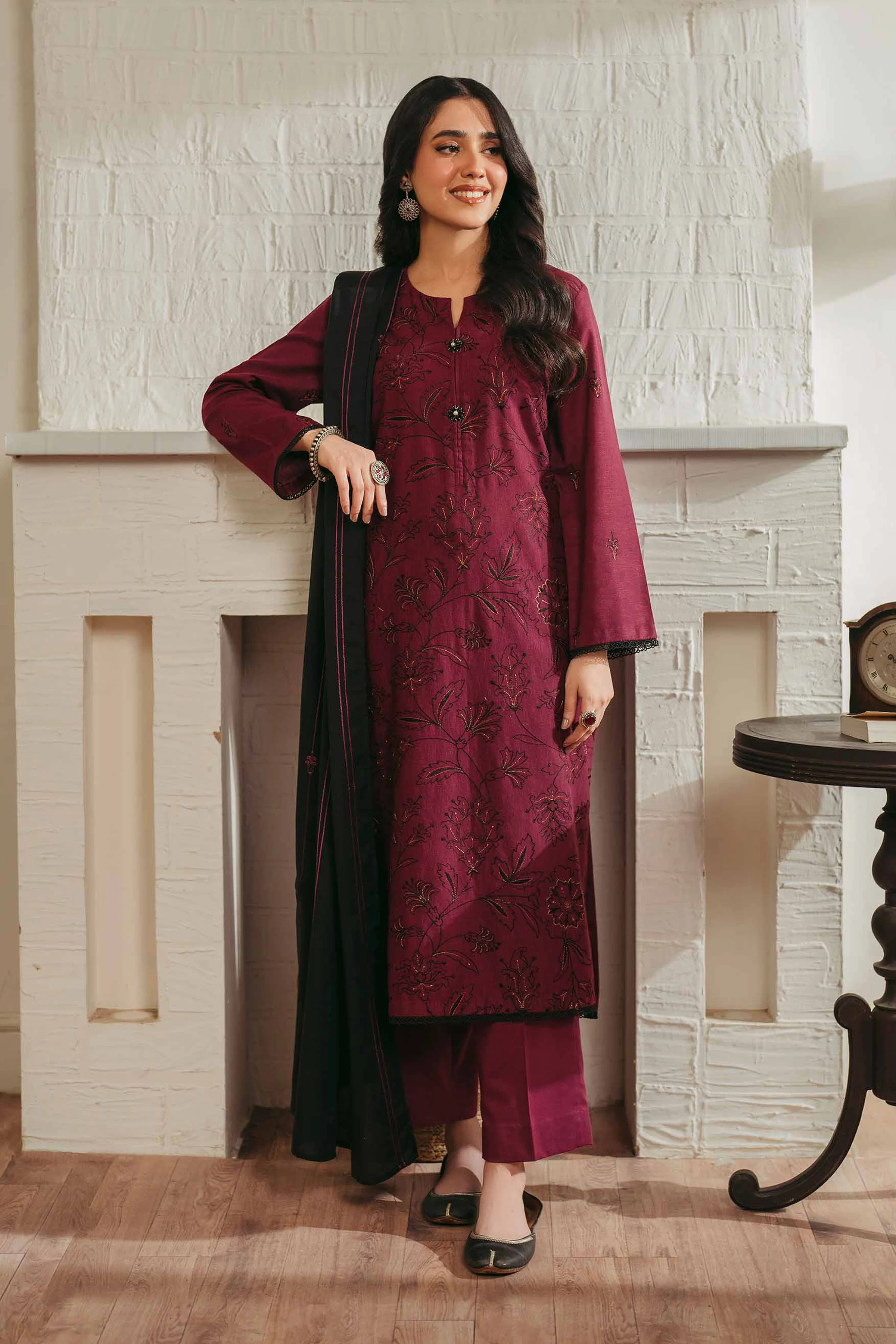 3 Piece - Embroidered Suit - PW24-295 - Image 2