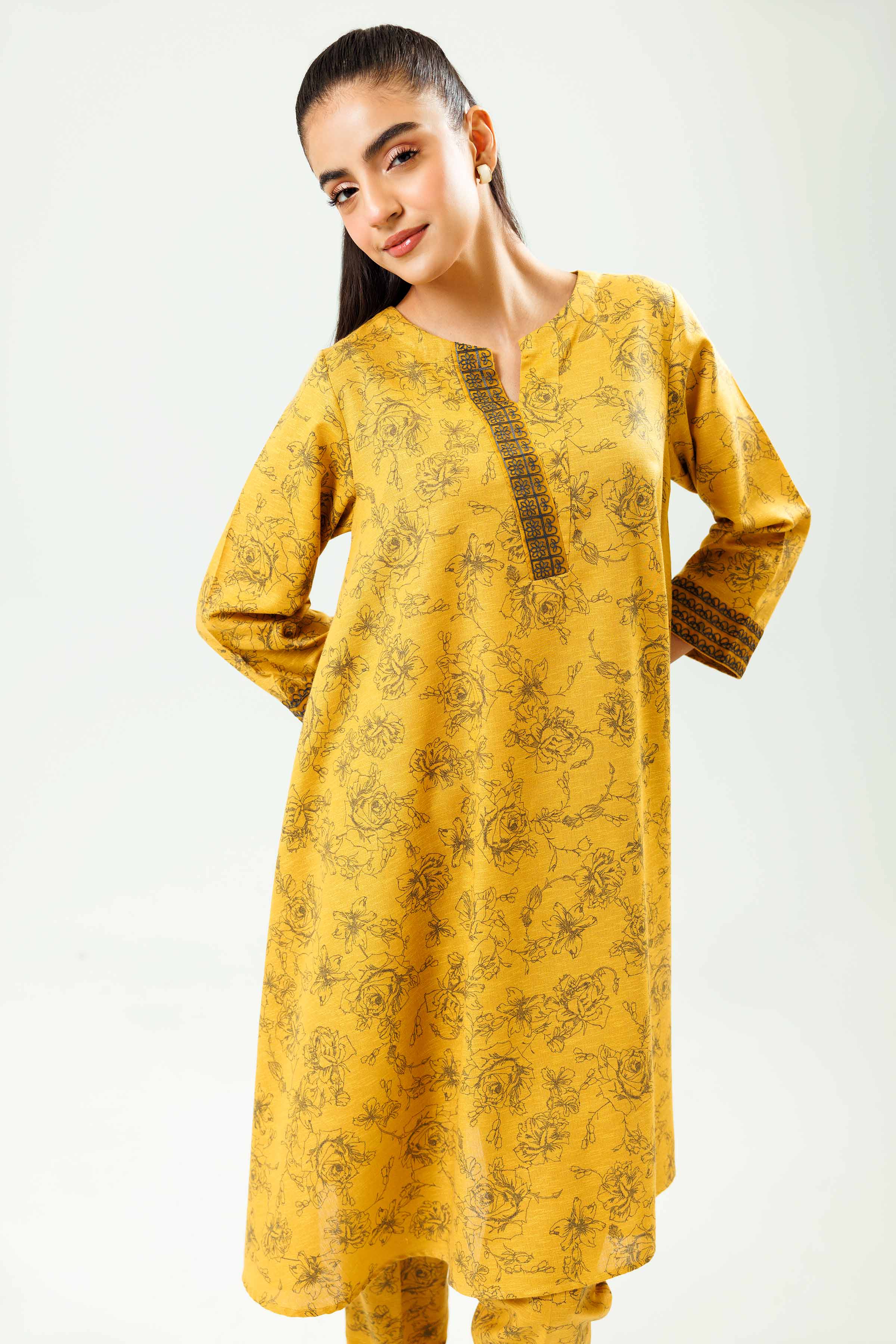 2 Piece - Printed Embroidered Suit - PW24-34 - Image 2