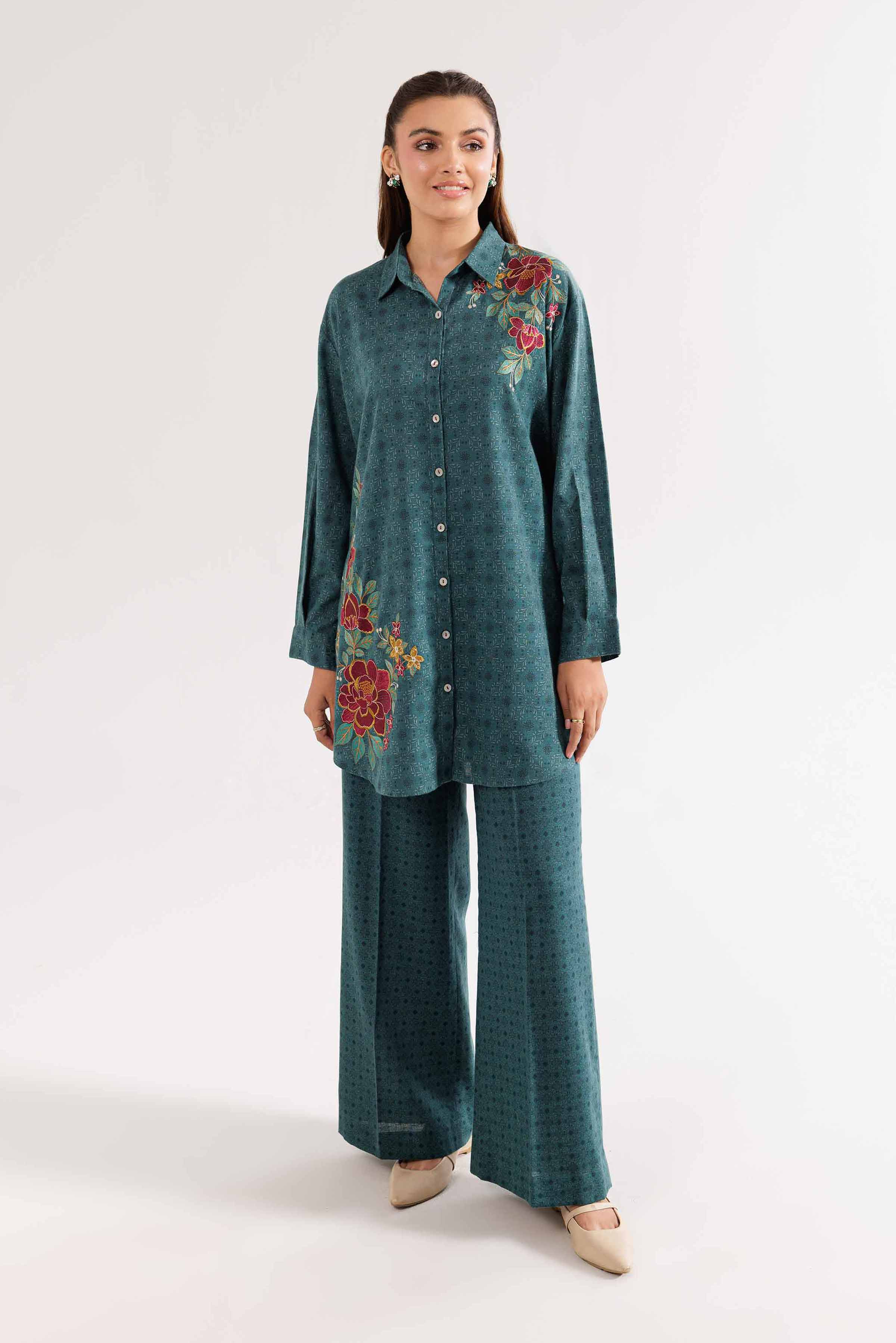 2 Piece - Printed Embroidered Suit - PW24-343 - Image 2