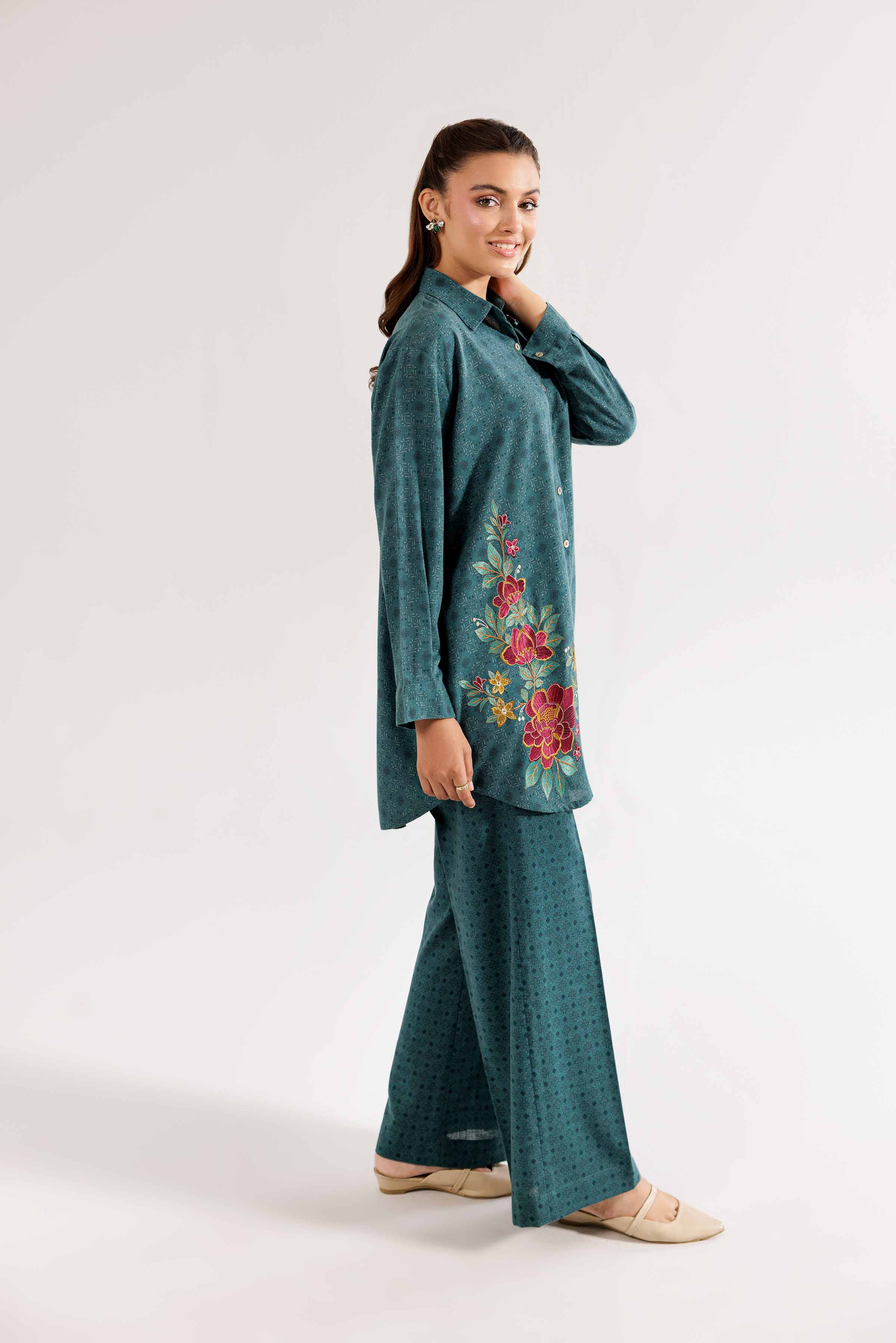 2 Piece - Printed Embroidered Suit - PW24-343 - Image 4