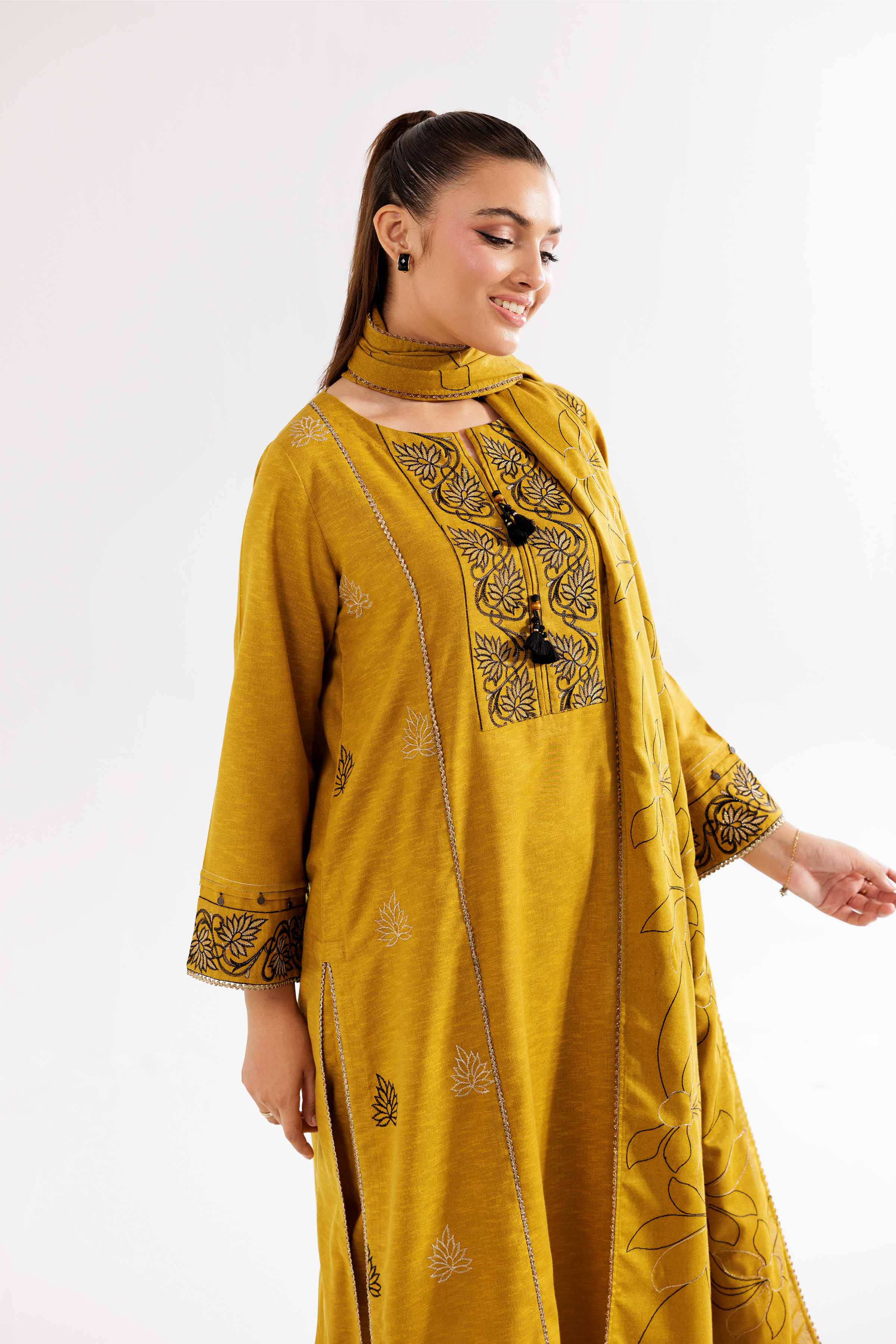 3 Piece - Embroidered Suit - PW24-363 - Image 5