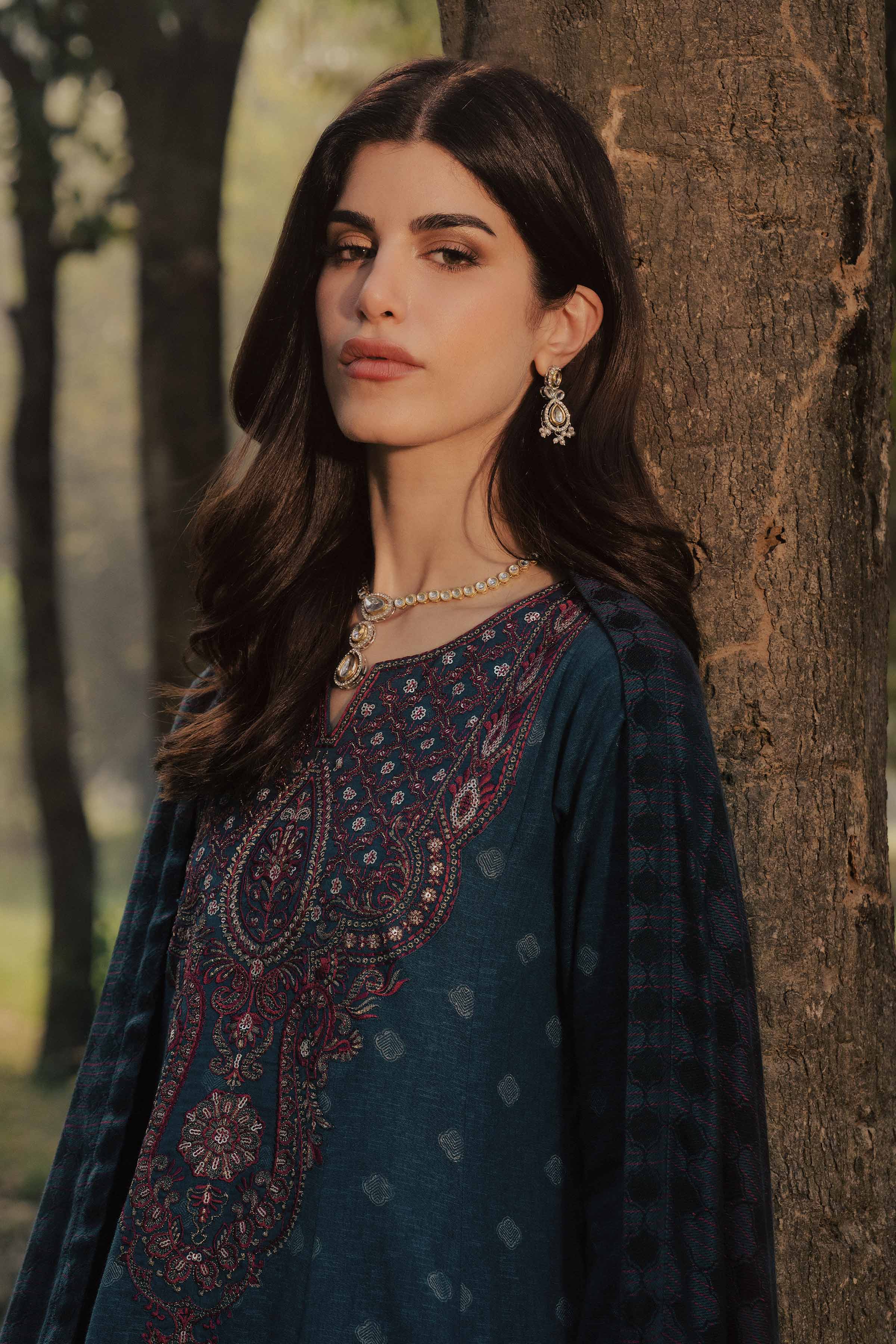 3 Piece - Printed Embroidered Suit - PW25-179 - Image 4