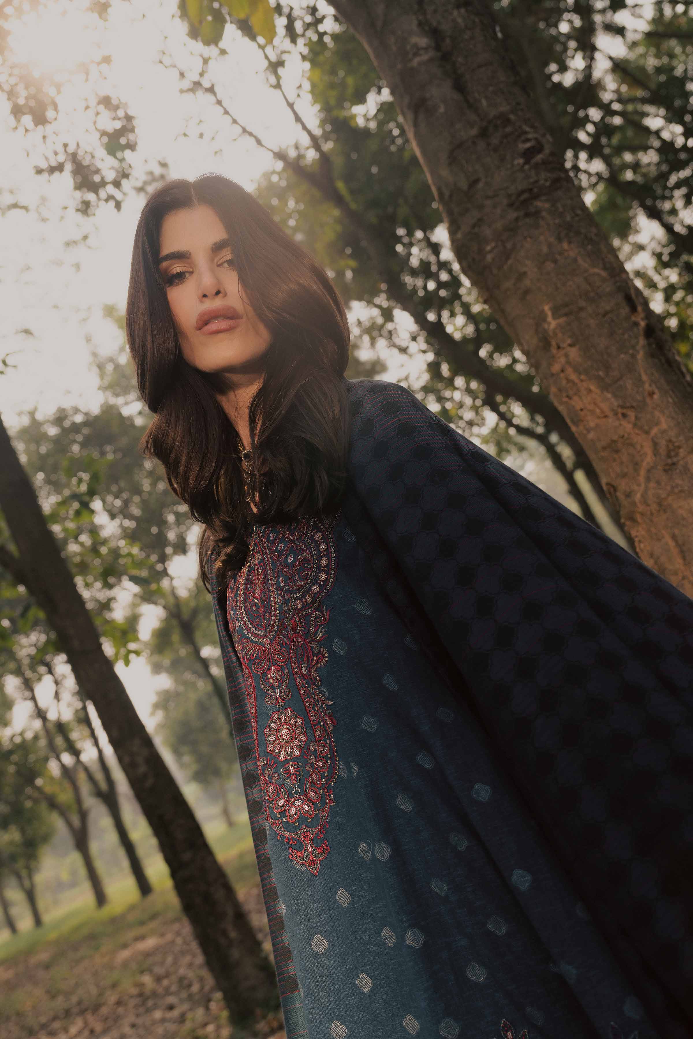 3 Piece - Printed Embroidered Suit - PW25-179 - Image 5