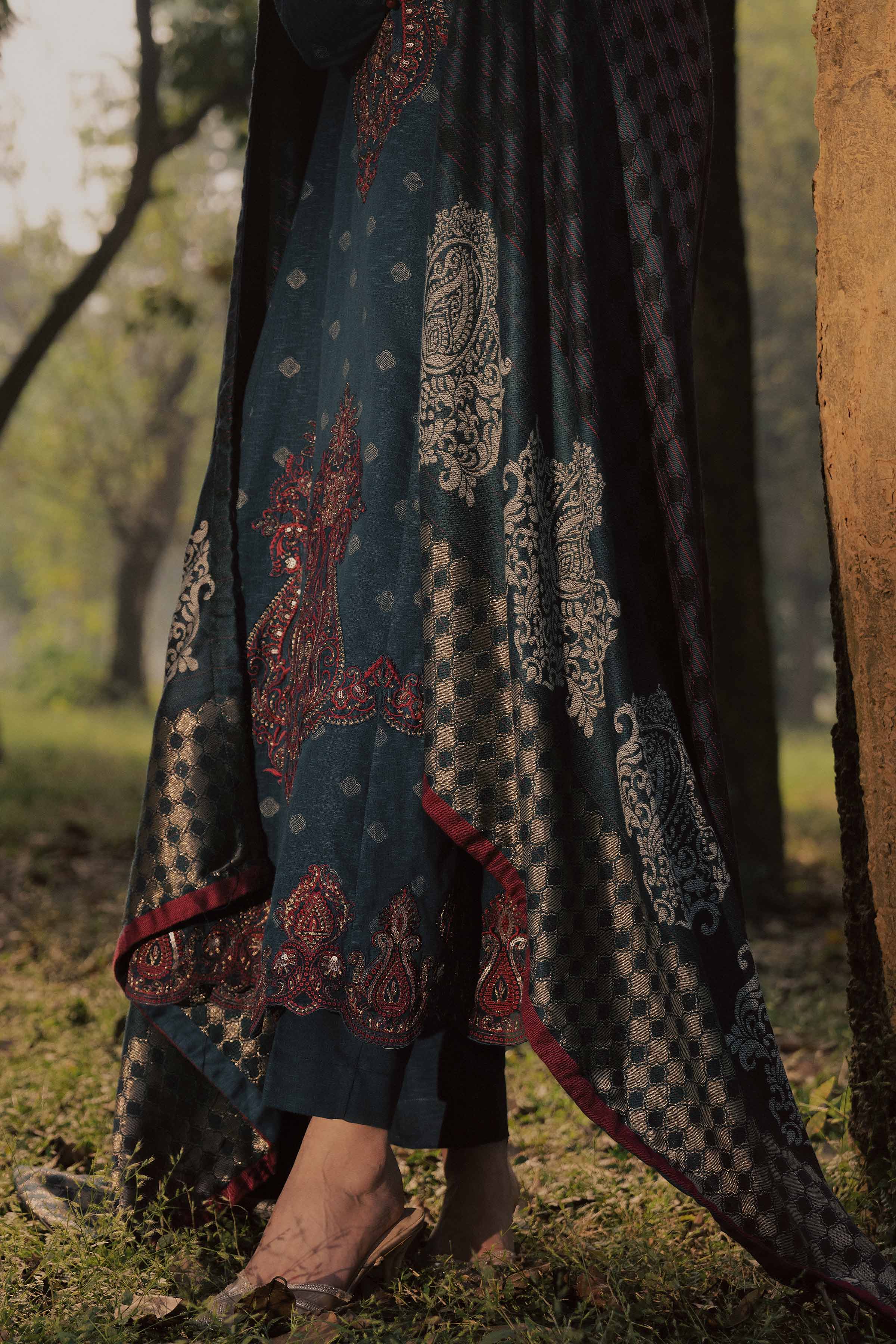 3 Piece - Printed Embroidered Suit - PW25-179 - Image 7