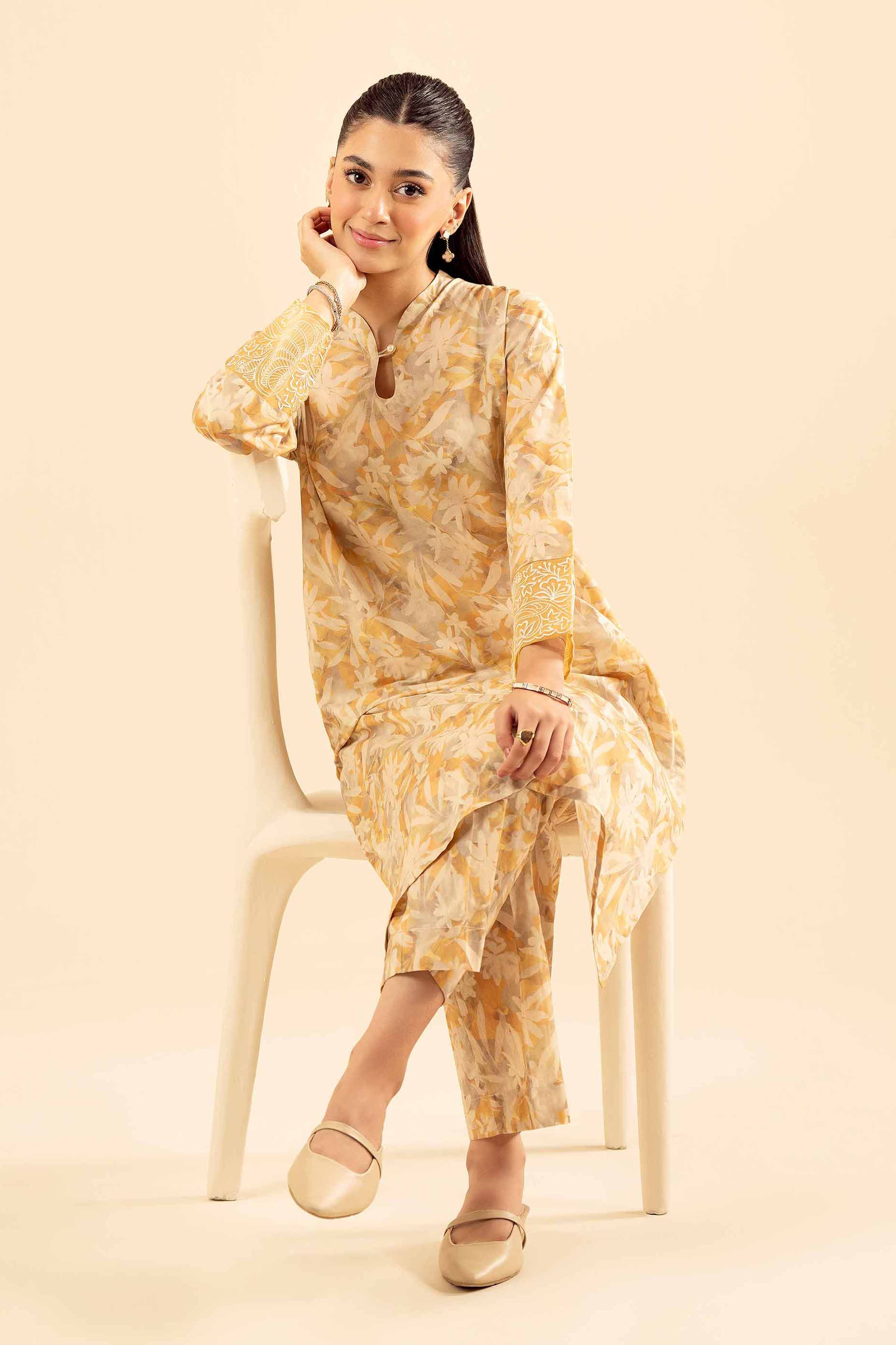 2 Piece - Printed Embroidered Suit - PW25-199 - Image 2