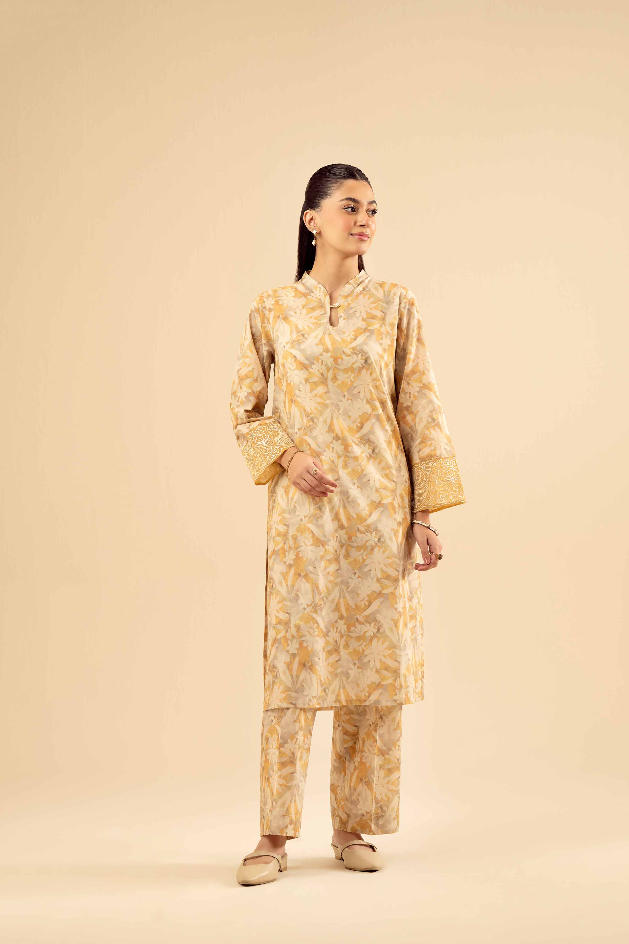 2 Piece - Printed Embroidered Suit - PW25-199 - Image 4