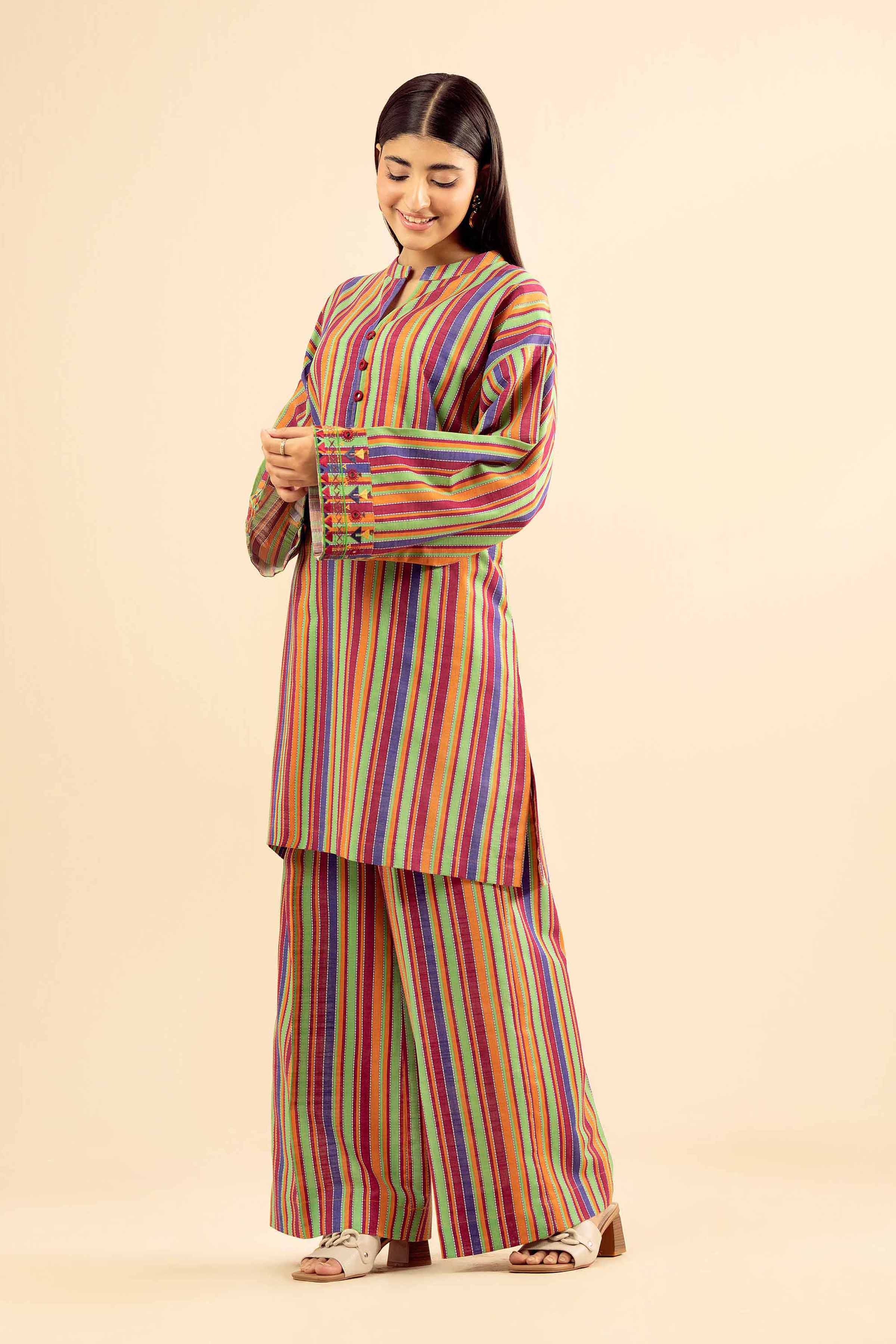 2 Piece - Printed Embroidered Suit - PW25-223 - Image 2