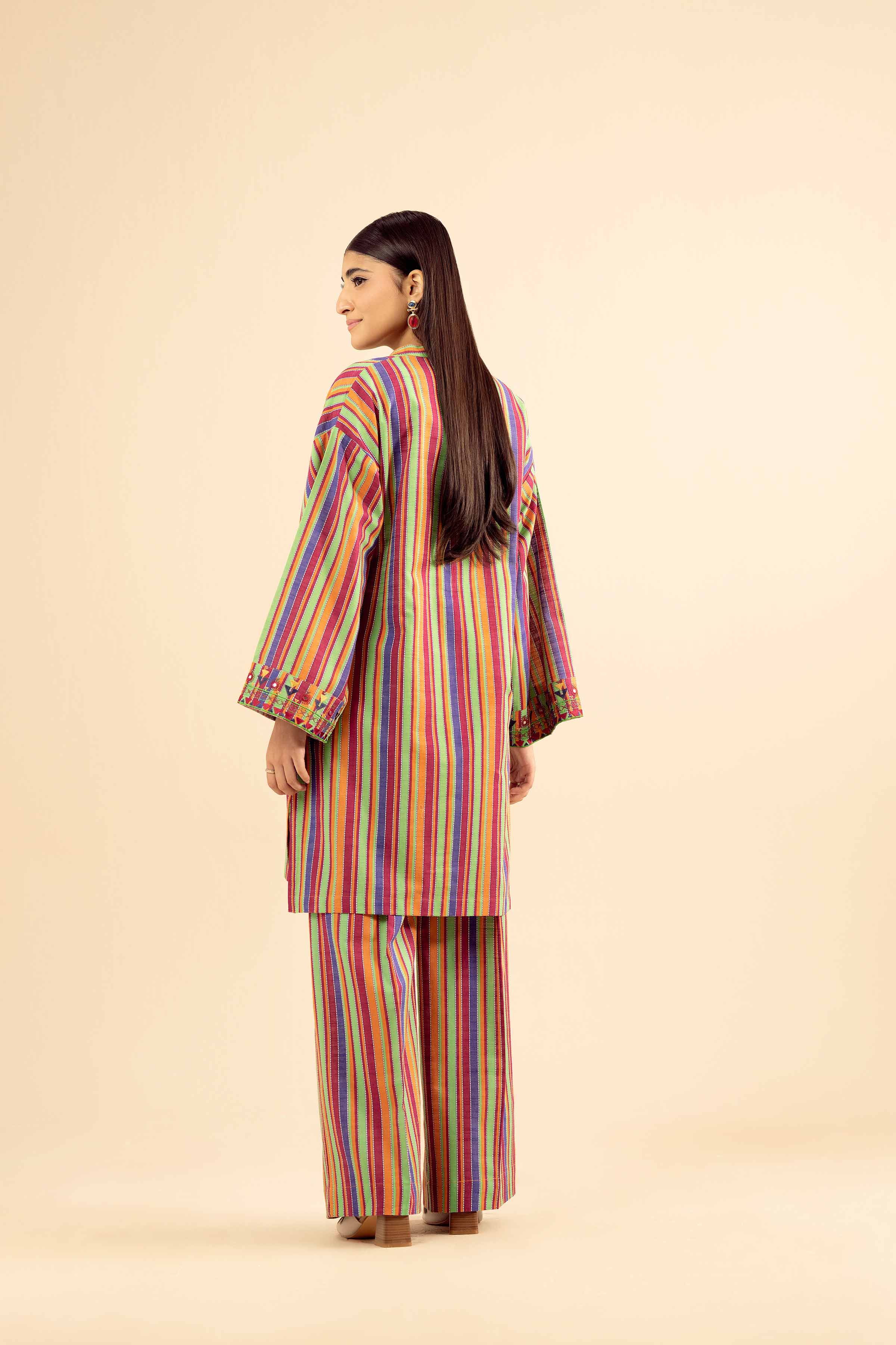 2 Piece - Printed Embroidered Suit - PW25-223 - Image 3