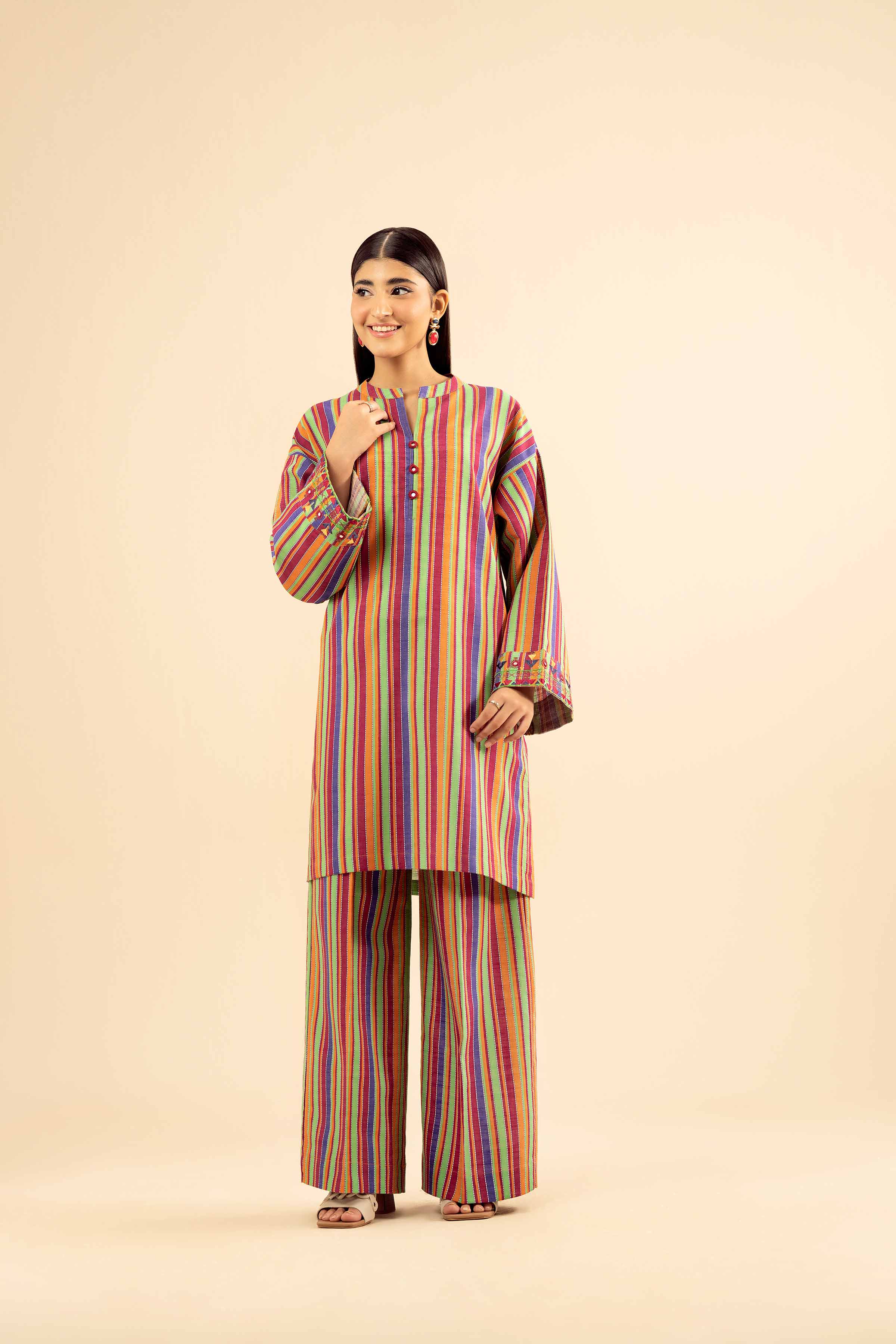2 Piece - Printed Embroidered Suit - PW25-223 - Image 4