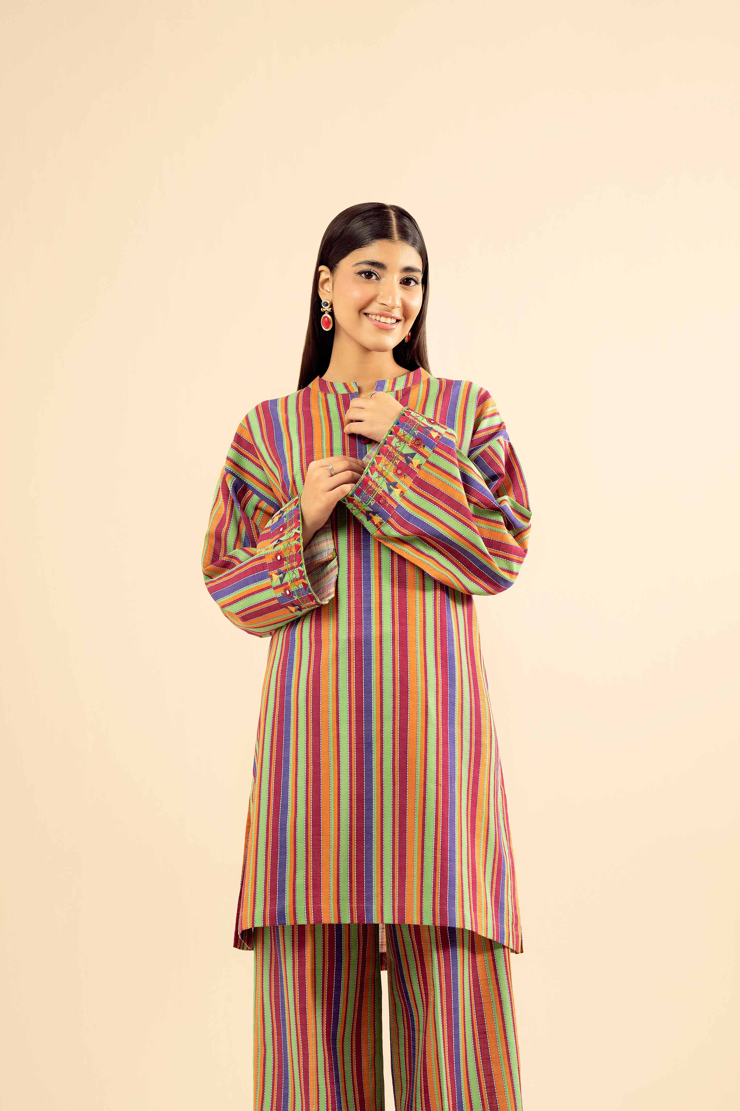 2 Piece - Printed Embroidered Suit - PW25-223 - Image 5