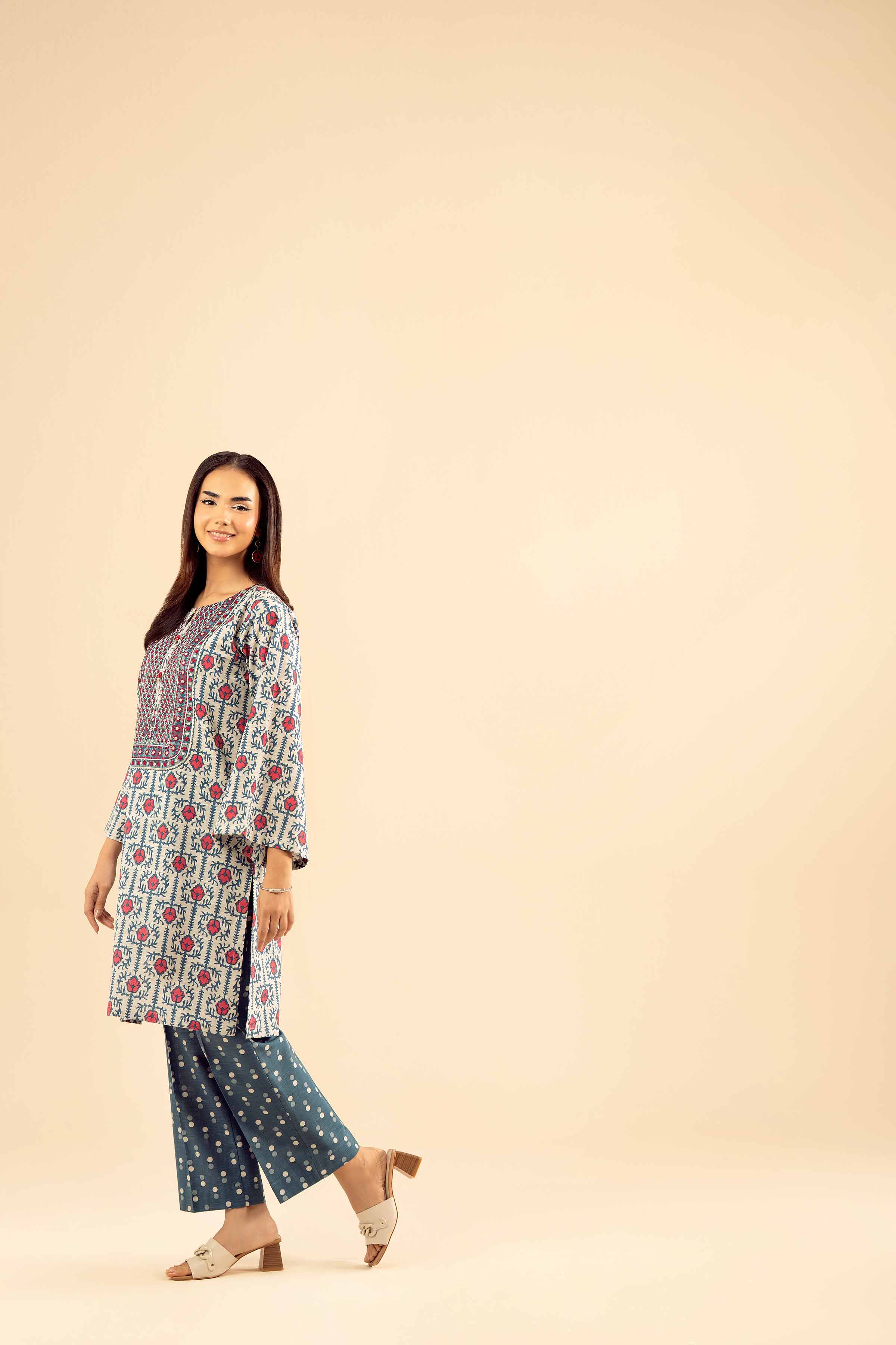 2 Piece - Printed Embroidered Suit - PW25-227 - Image 5
