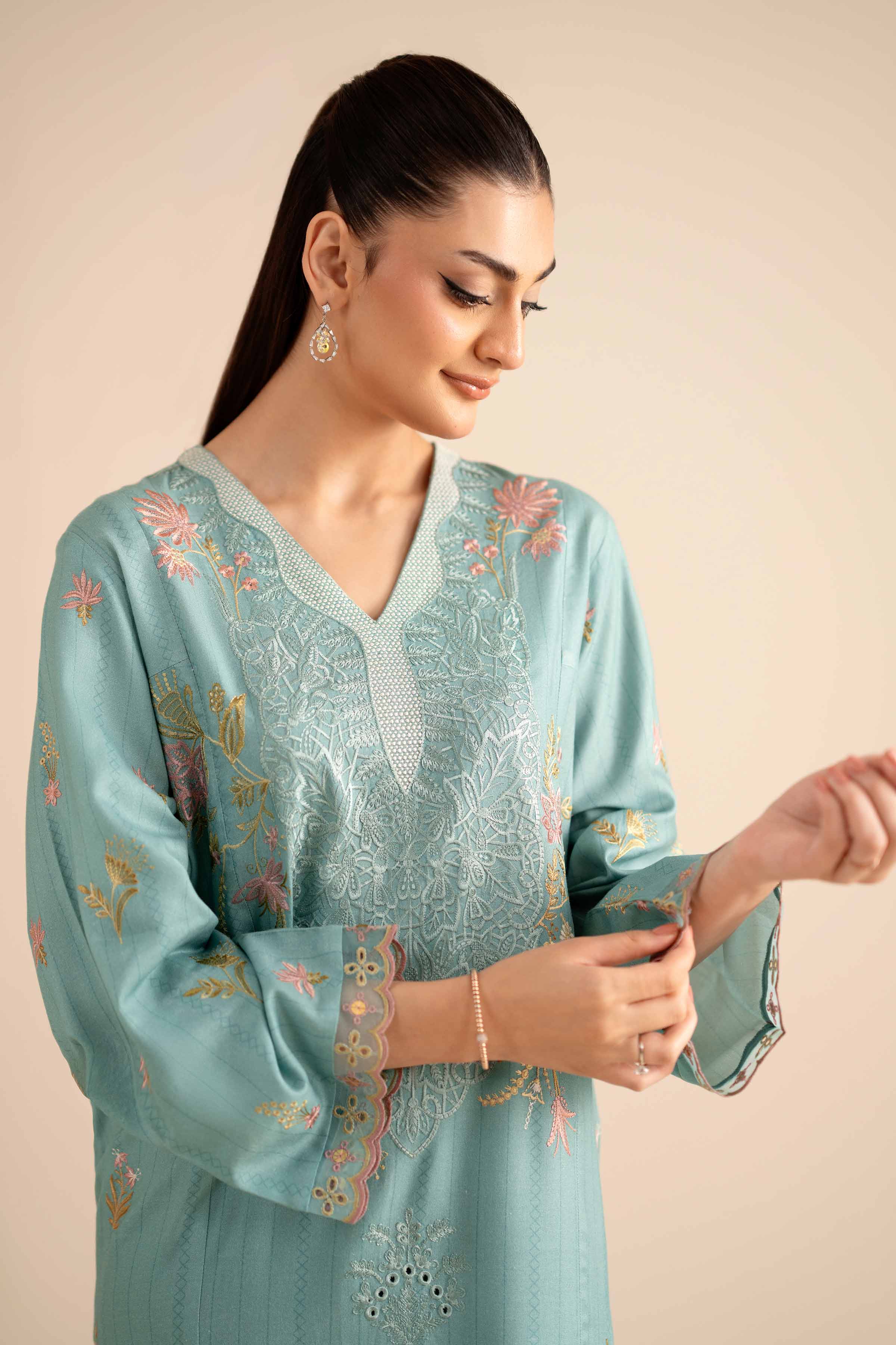 2 Piece - Embroidered Suit - PW25-257 - Image 6