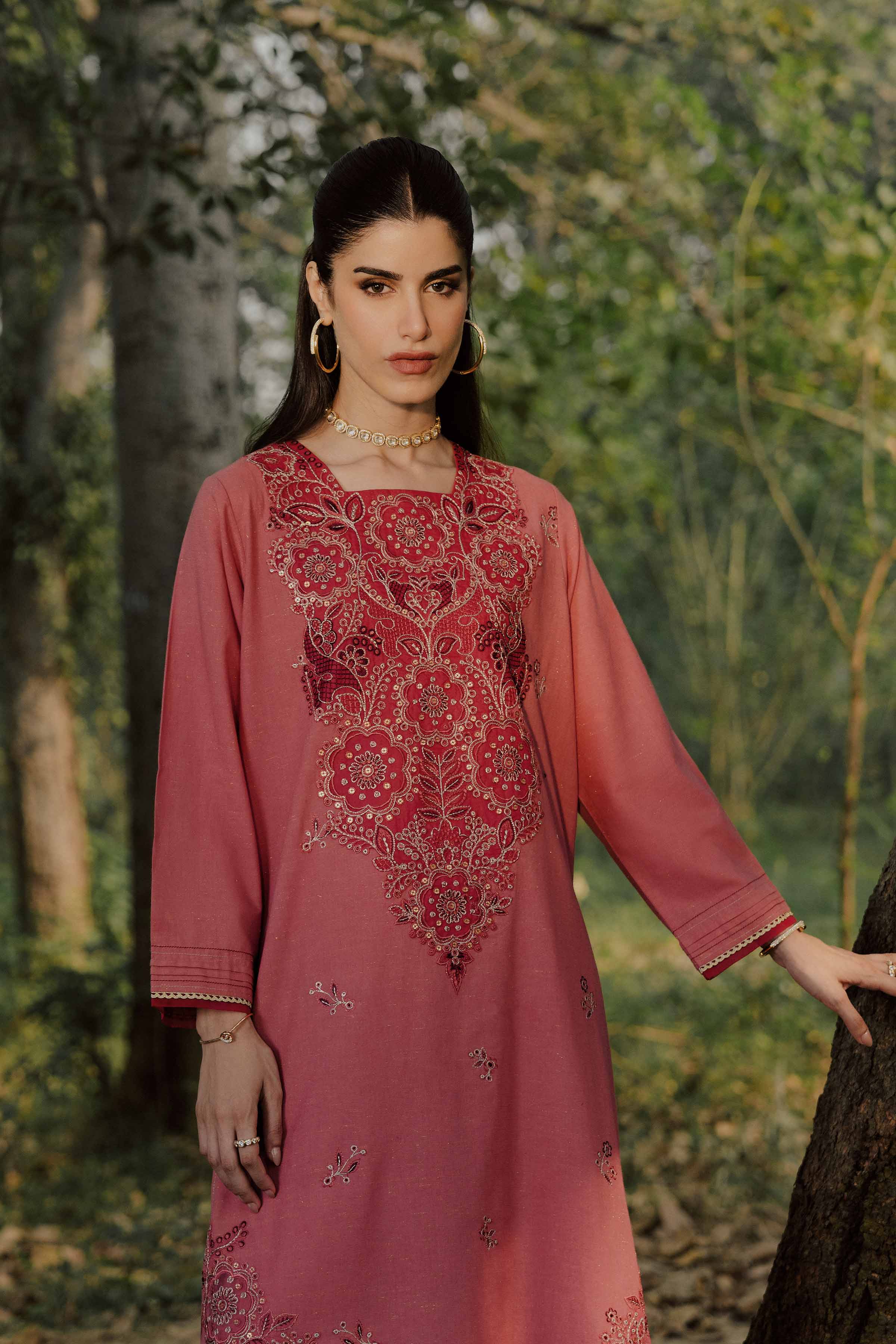 2 Piece - Embroidered Suit - PW25-258 - Image 3