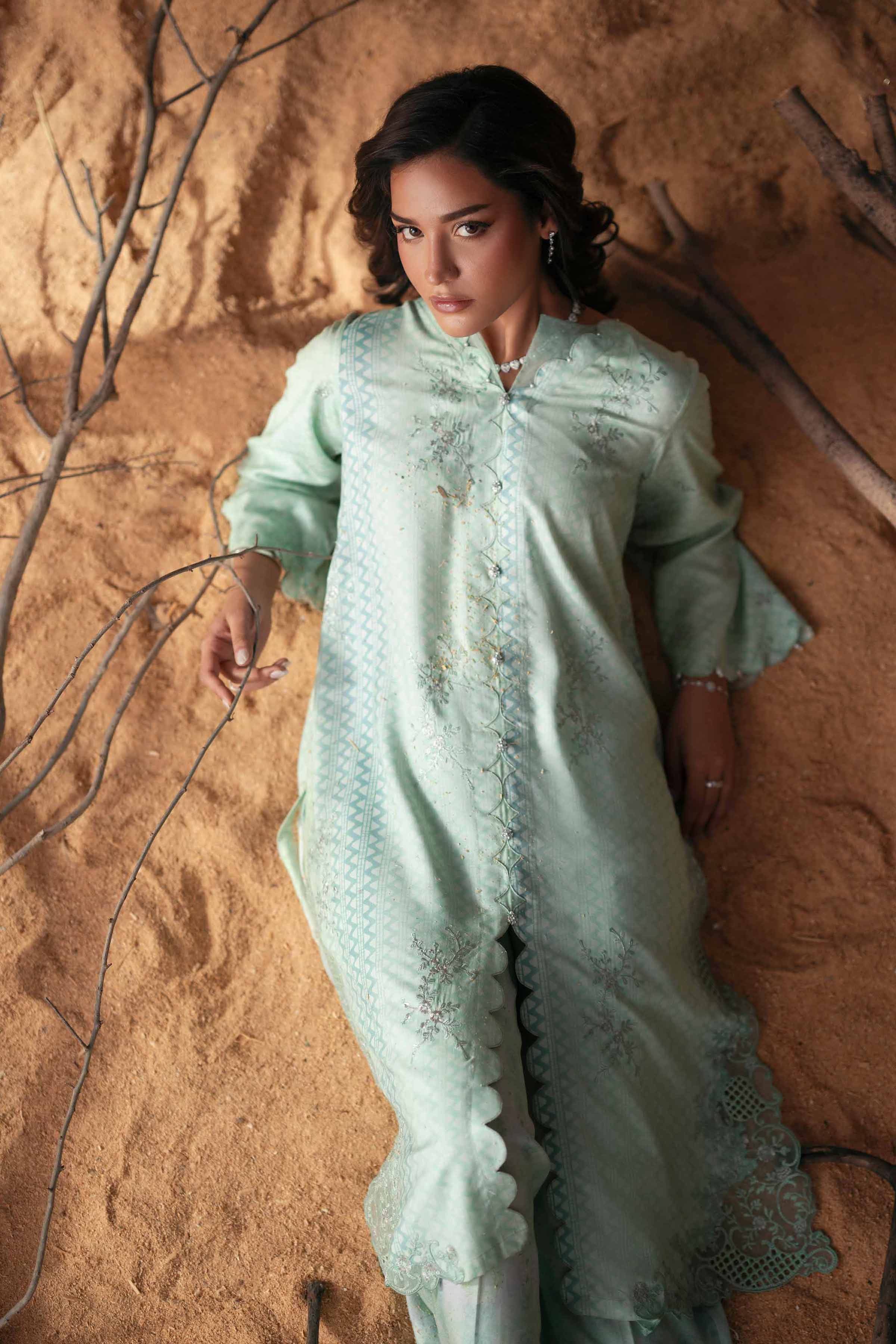 2 Piece - Printed Embroidered Suit - PW25-259 - Image 2