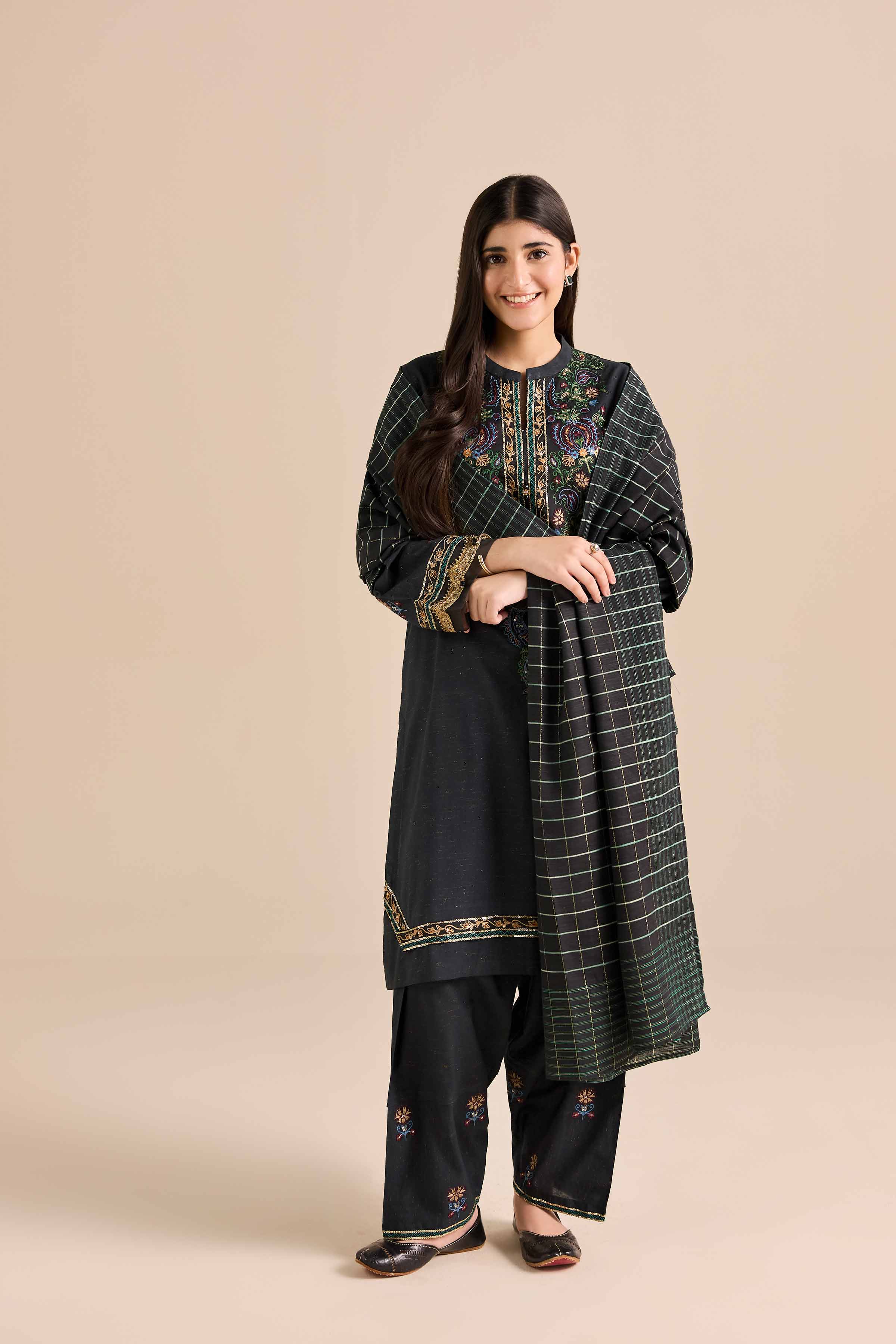 3 Piece - Embroidered Suit - PW25-265 - Image 5