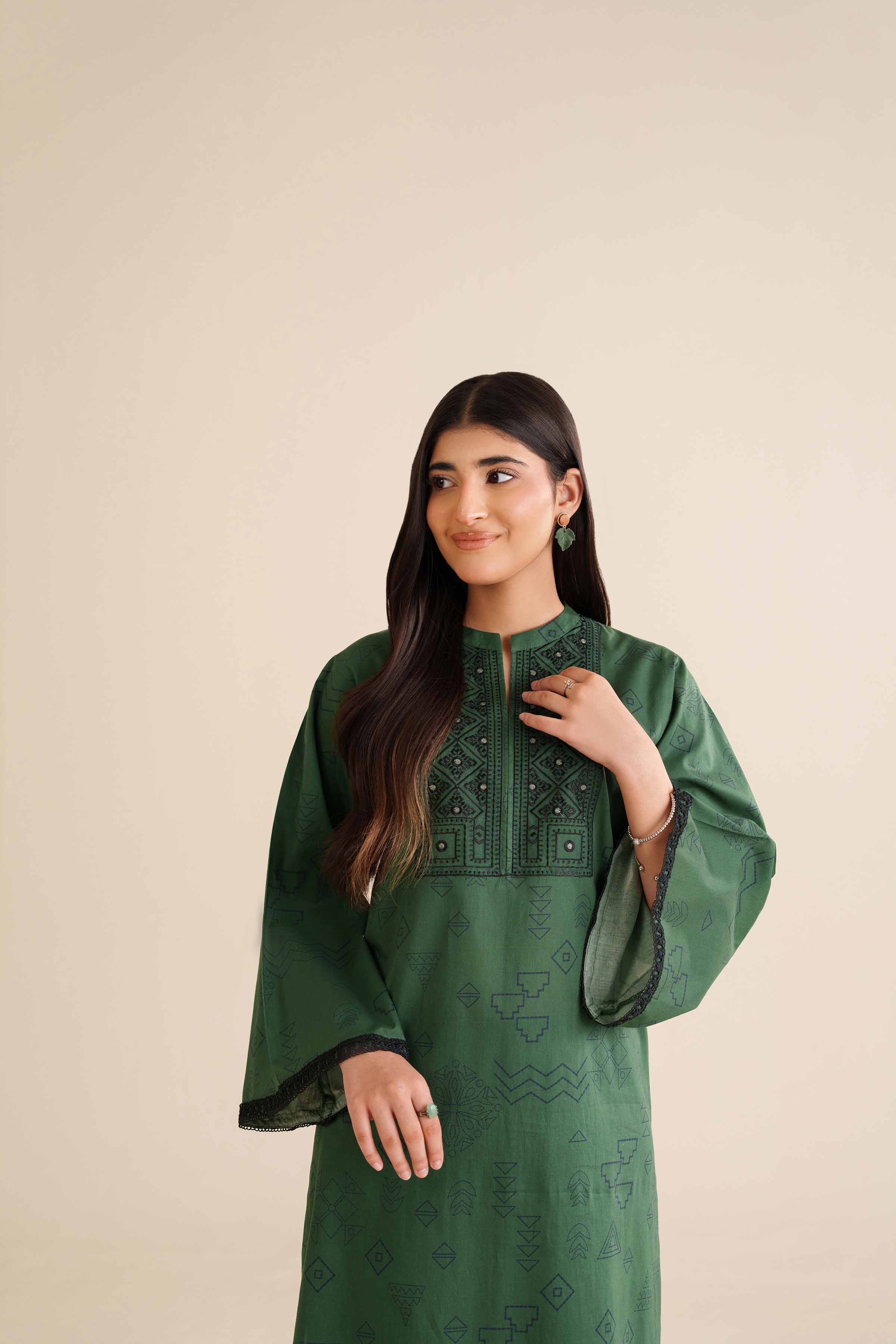2 Piece - Printed Embroidered Suit - PW25-33 - Image 4