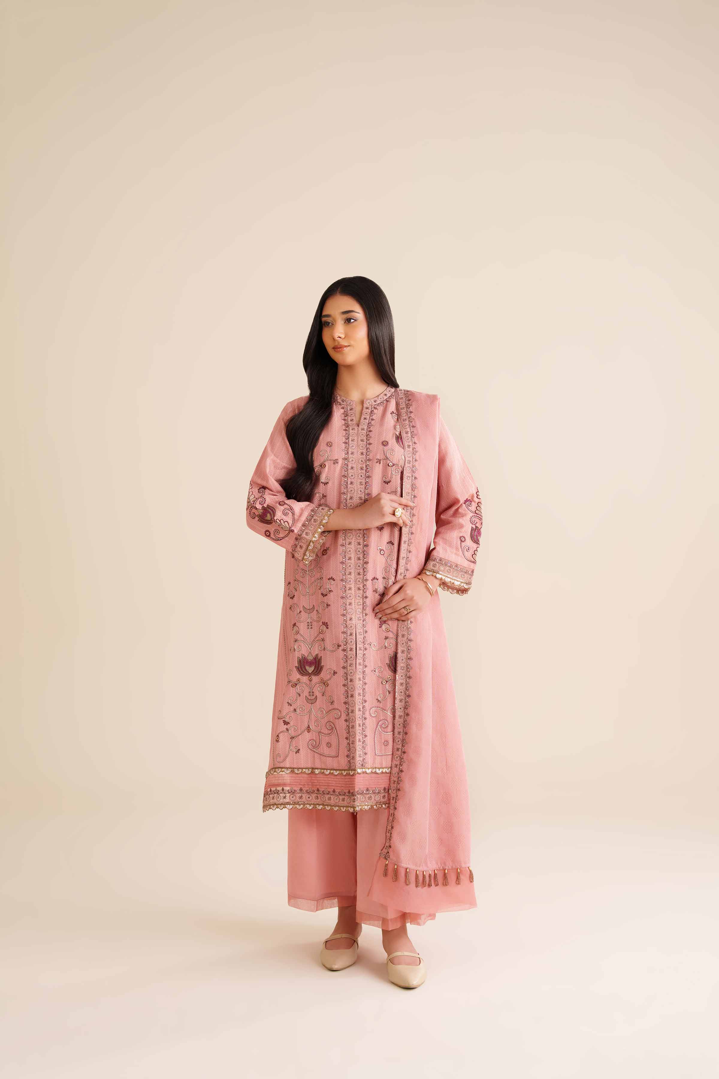 3 Piece - Embroidered Suit - PW25-405 - Image 4