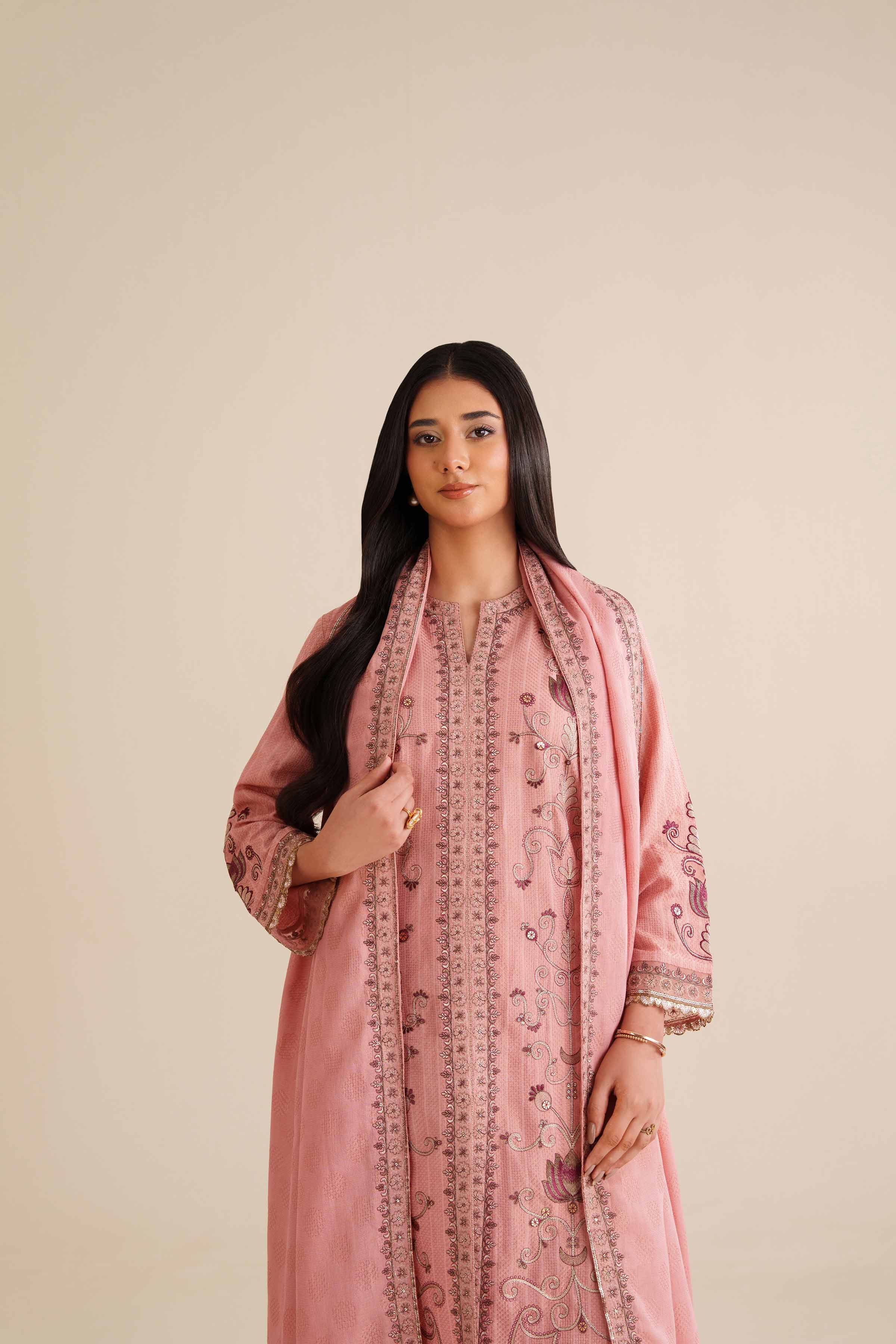3 Piece - Embroidered Suit - PW25-405 - Image 7