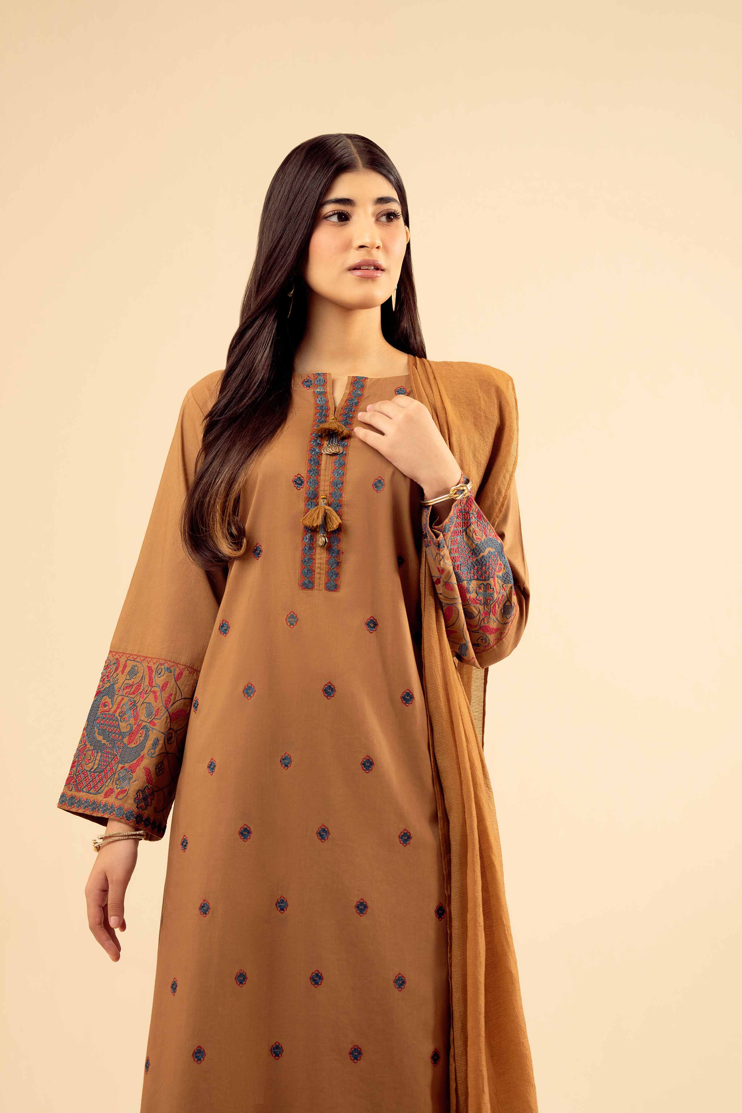 3 Piece - Embroidered Suit - PW25-412 - Image 5