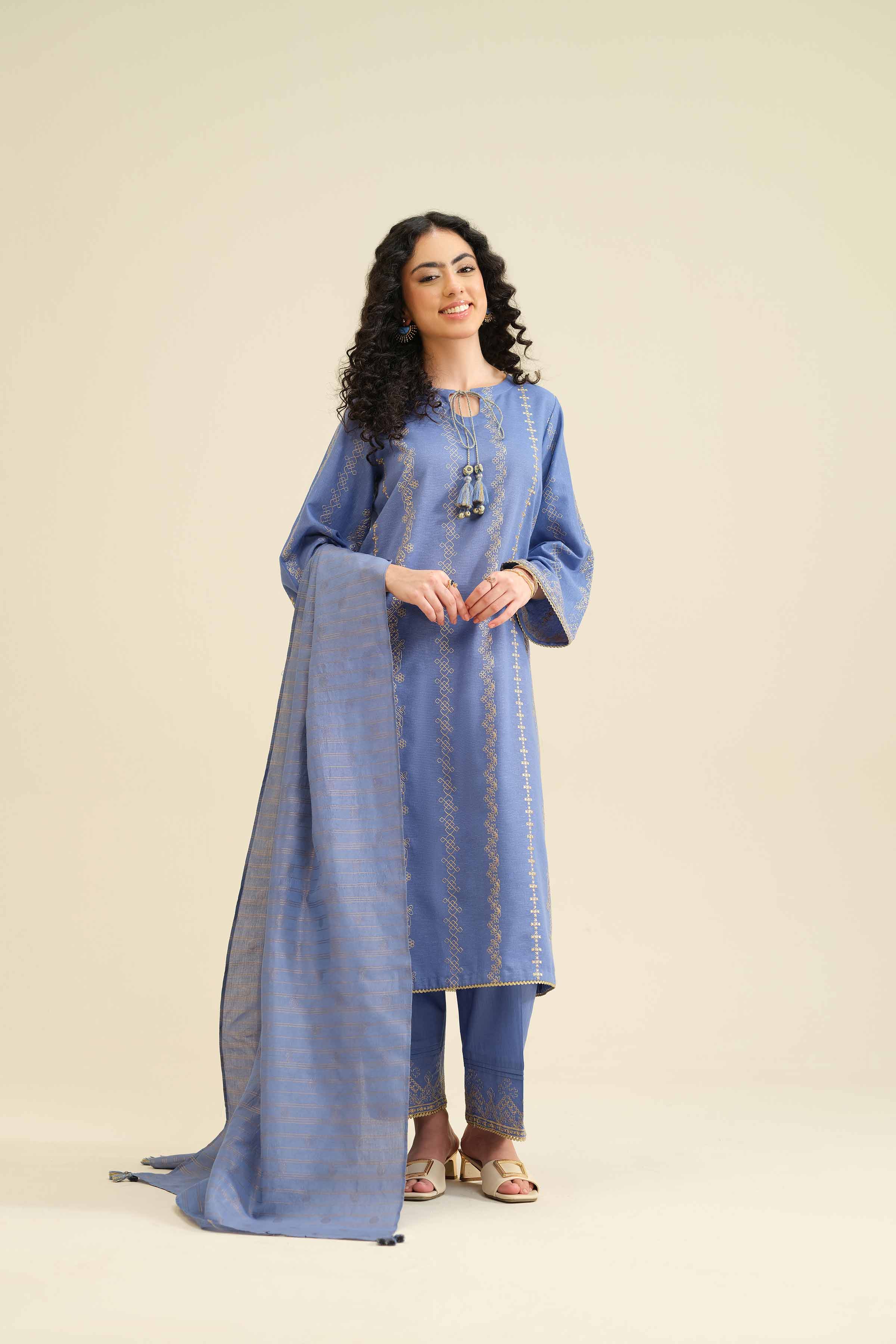 3 Piece - Embroidered Suit - PW25-417 - Image 5