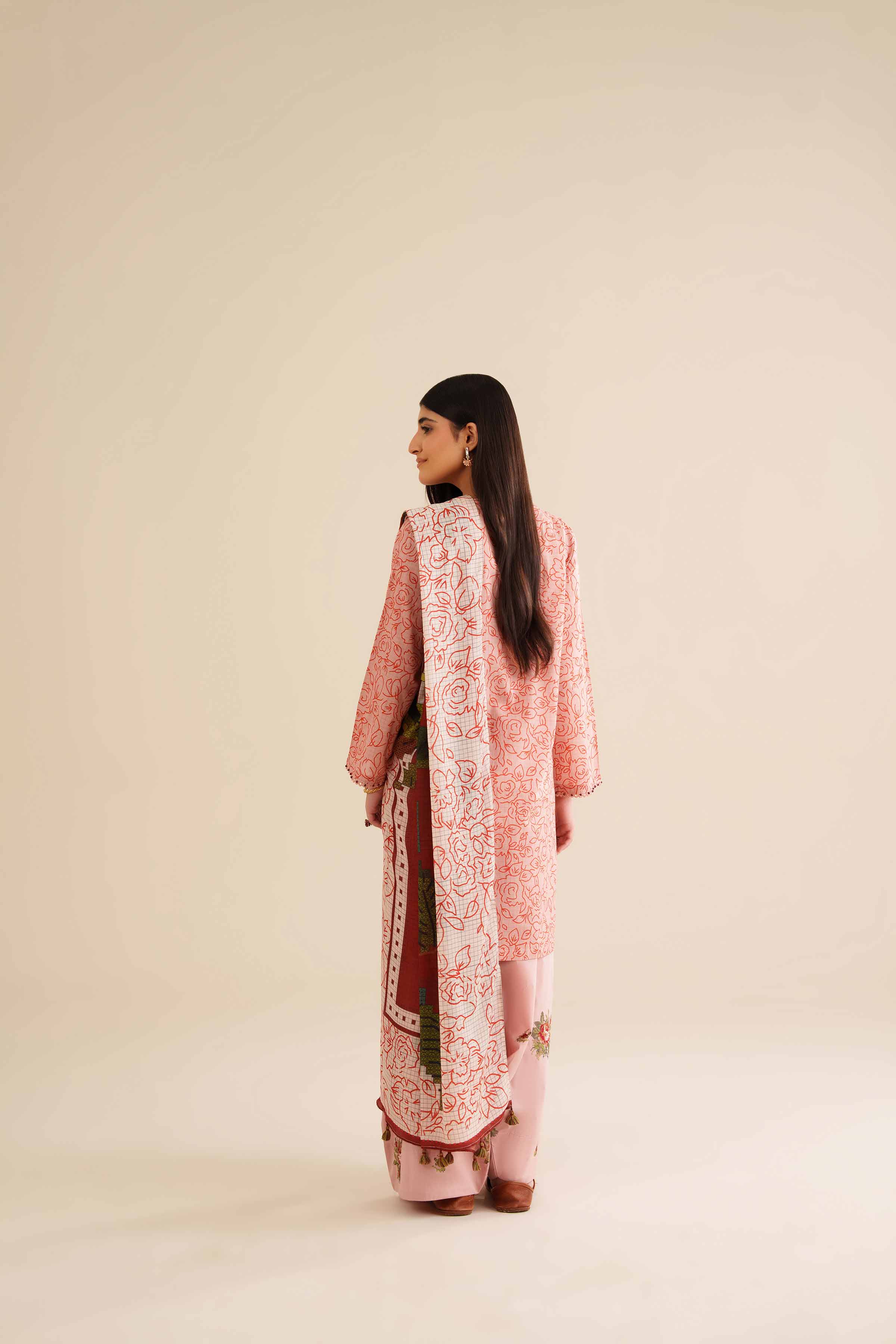 3 Piece - Printed Embroidered Suit - PW25-418 - Image 3