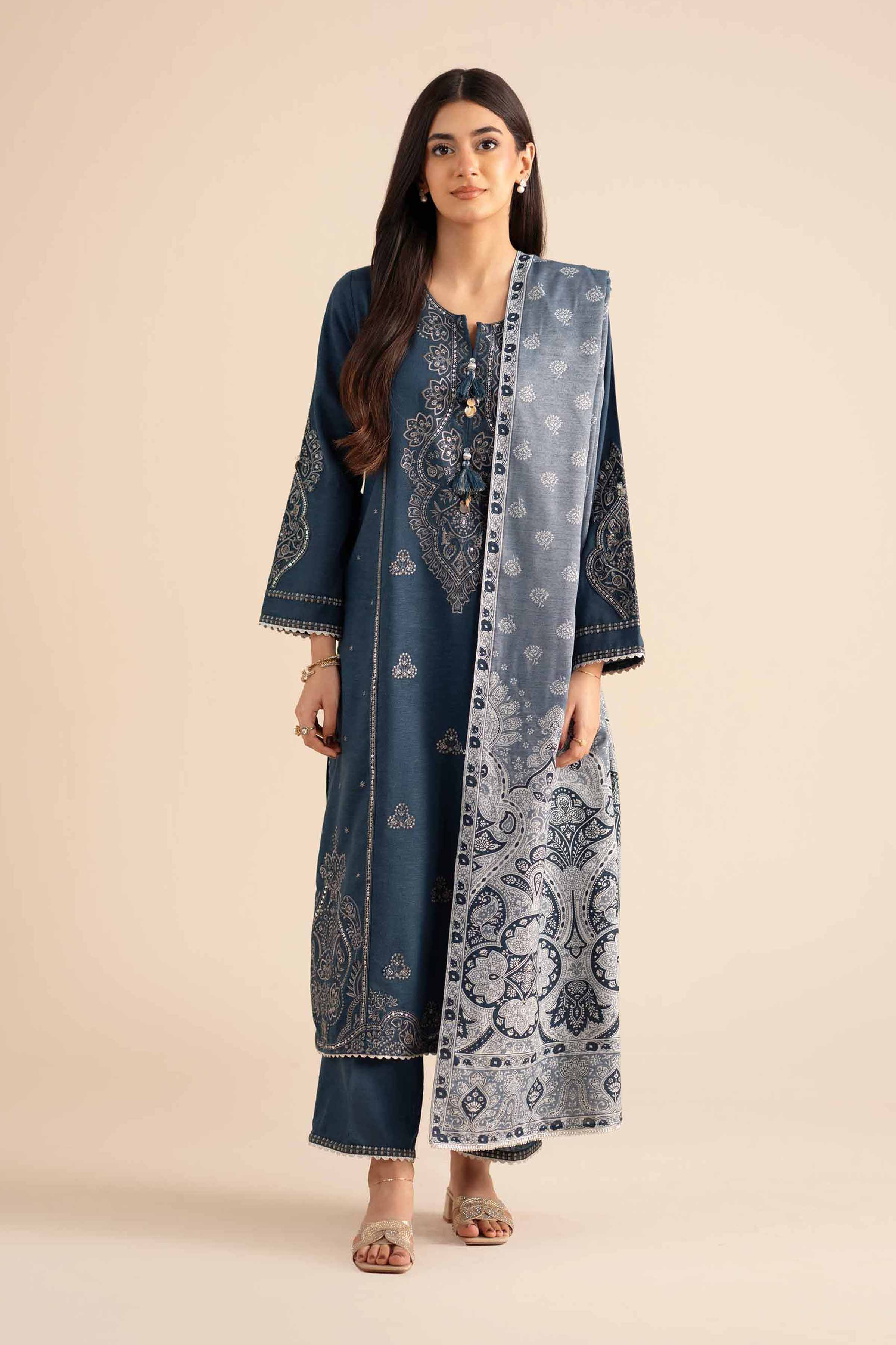3 Piece - Embroidered Suit - PW25-434 - Image 2