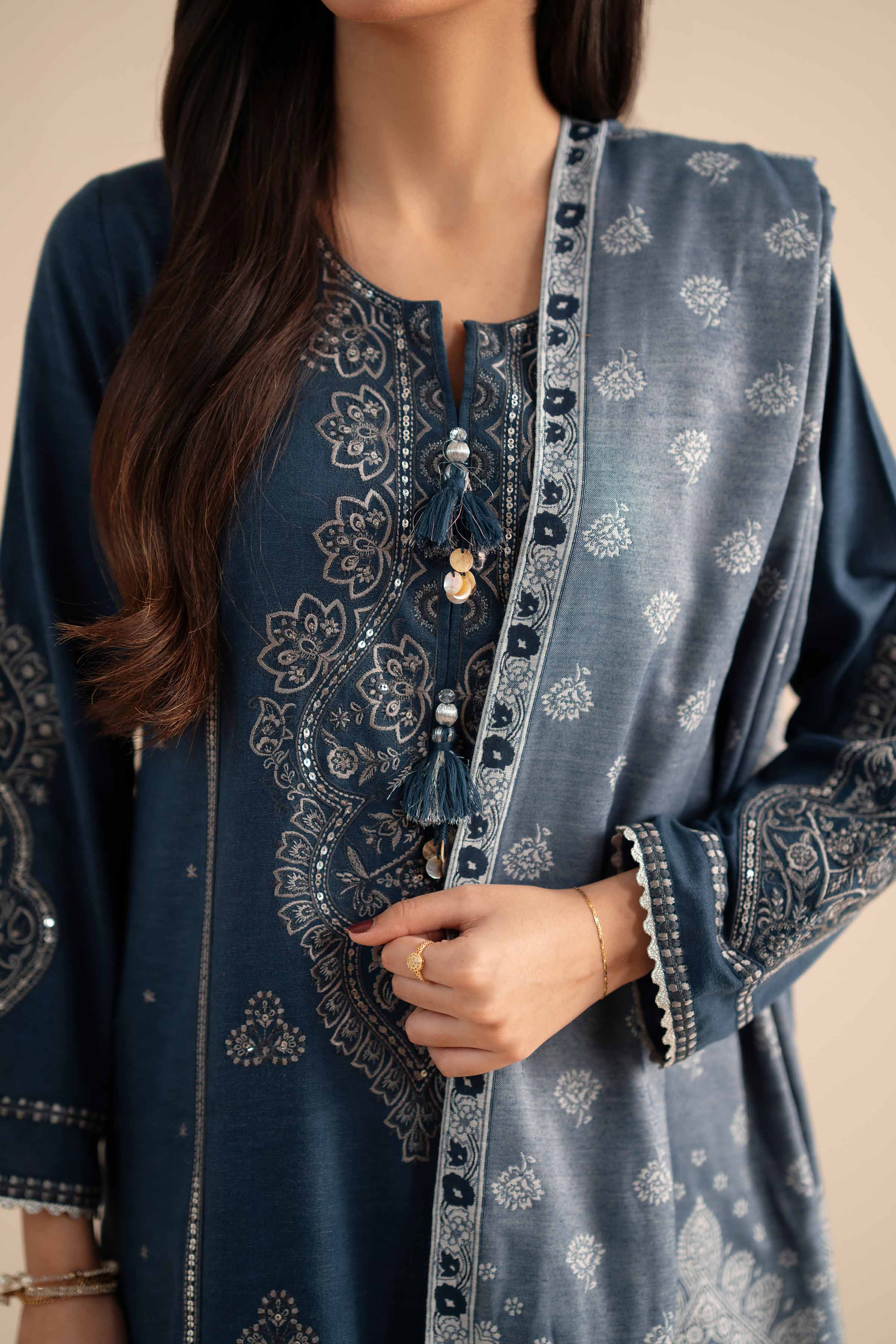 3 Piece - Embroidered Suit - PW25-434 - Image 5