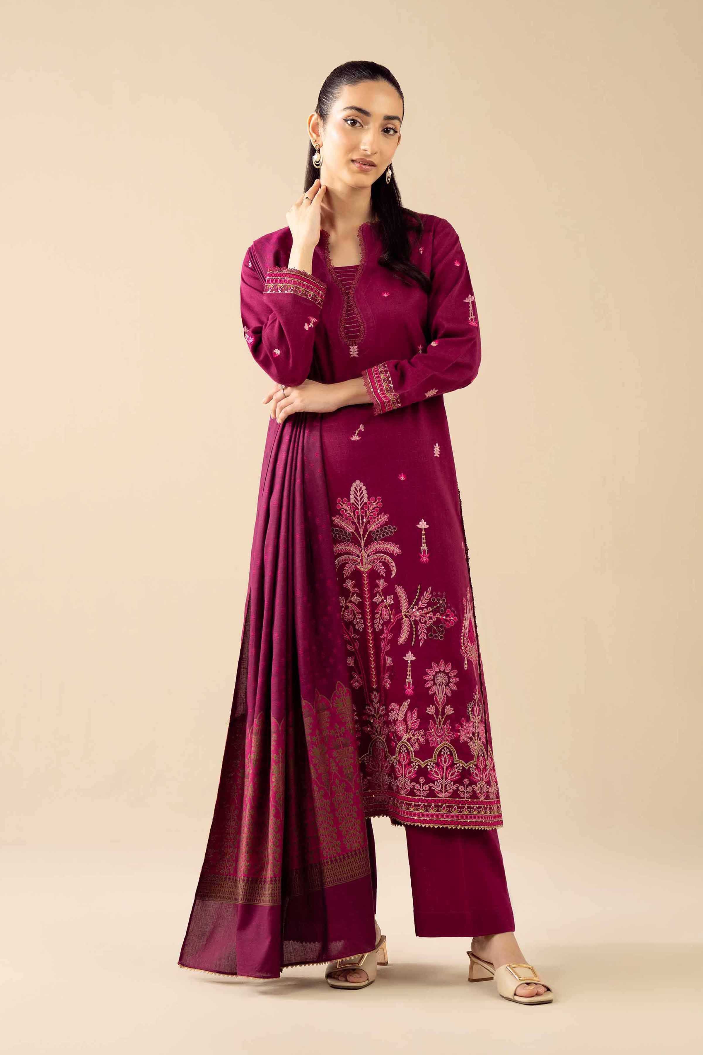 3 Piece - Embroidered Suit - PW25-444 - Image 2