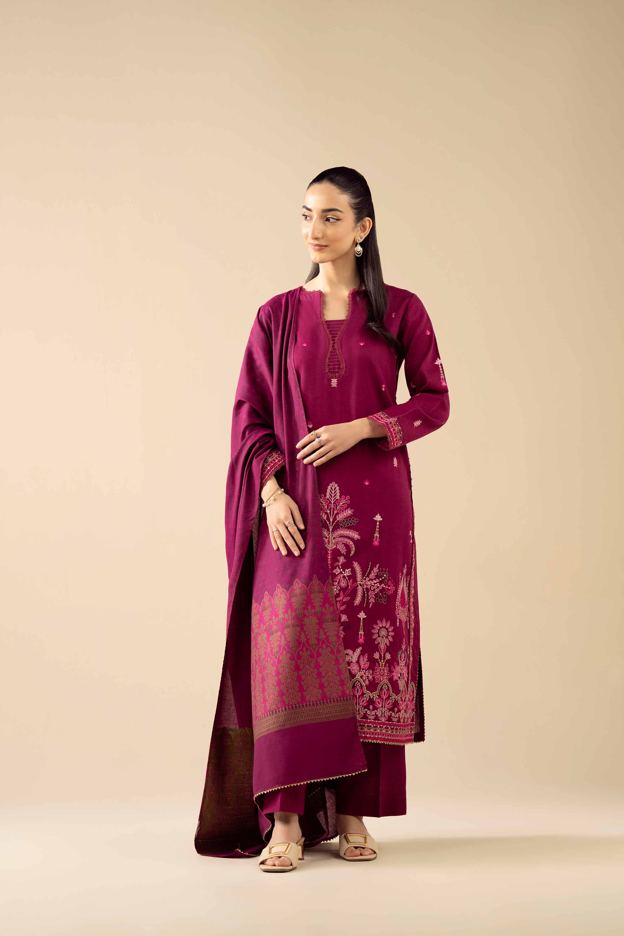 3 Piece - Embroidered Suit - PW25-444 - Image 5