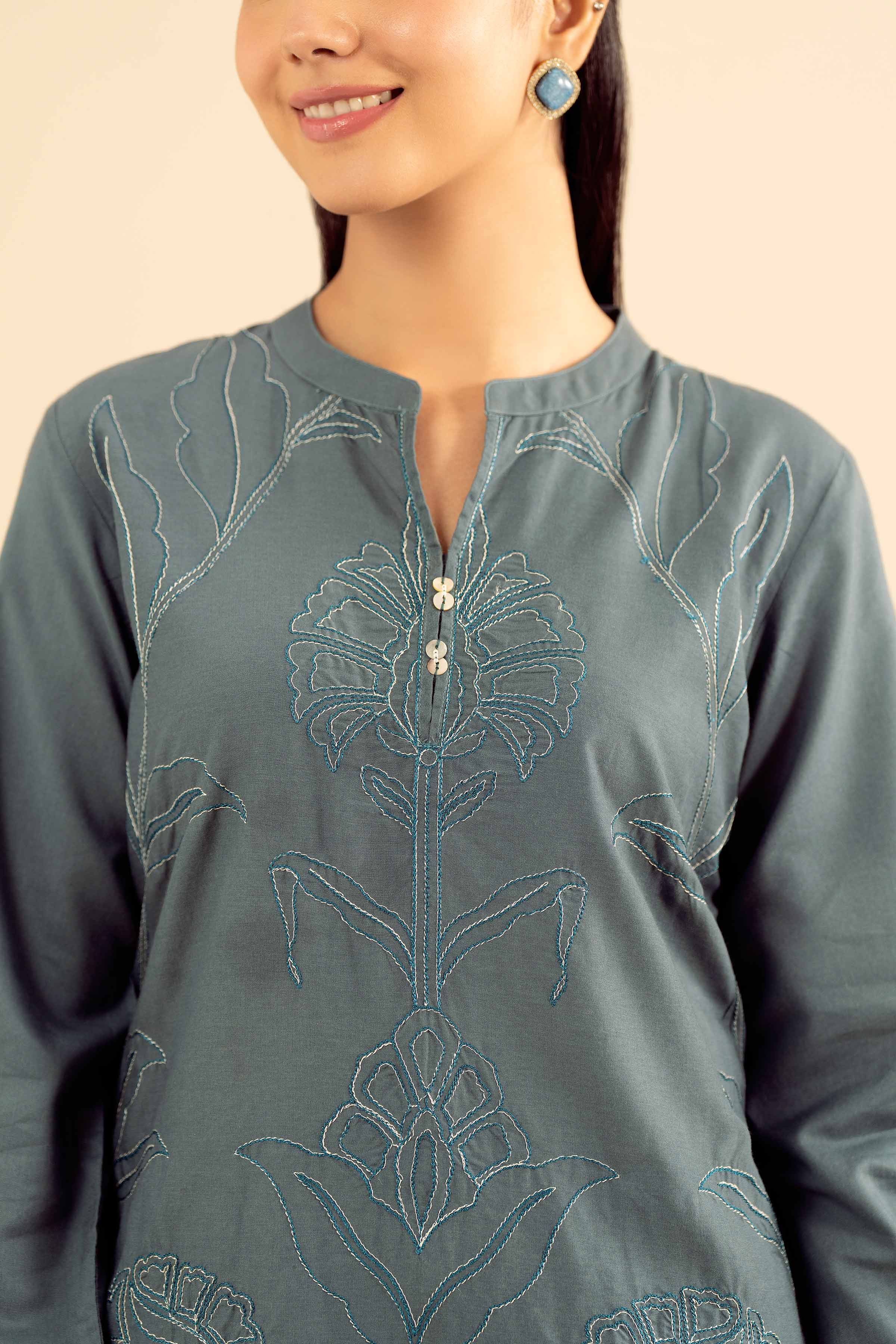 2 Piece - Embroidered Suit - PW25-55 - Image 6