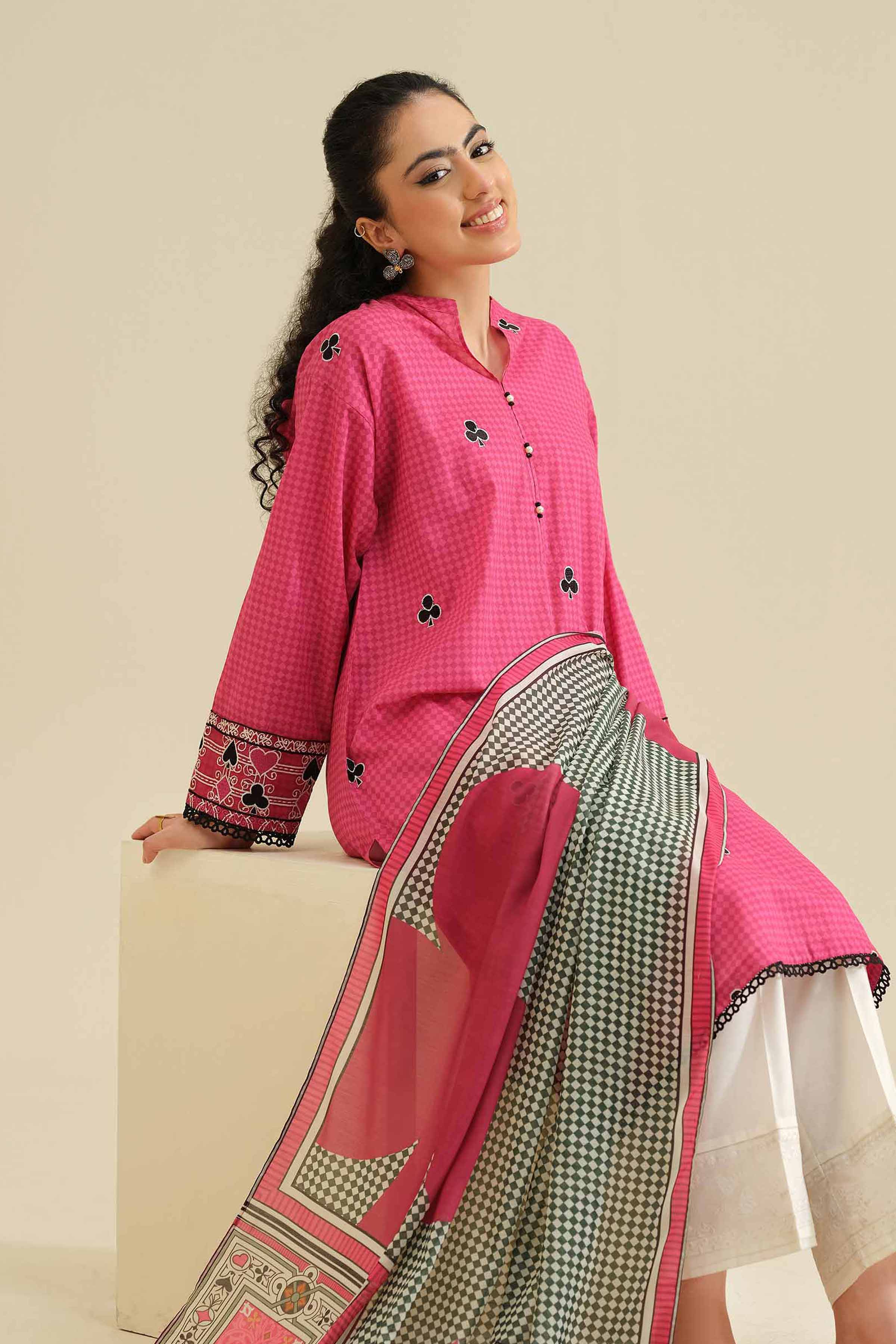 2 Piece - Printed Embroidered Suit - PW25-56 - Image 2