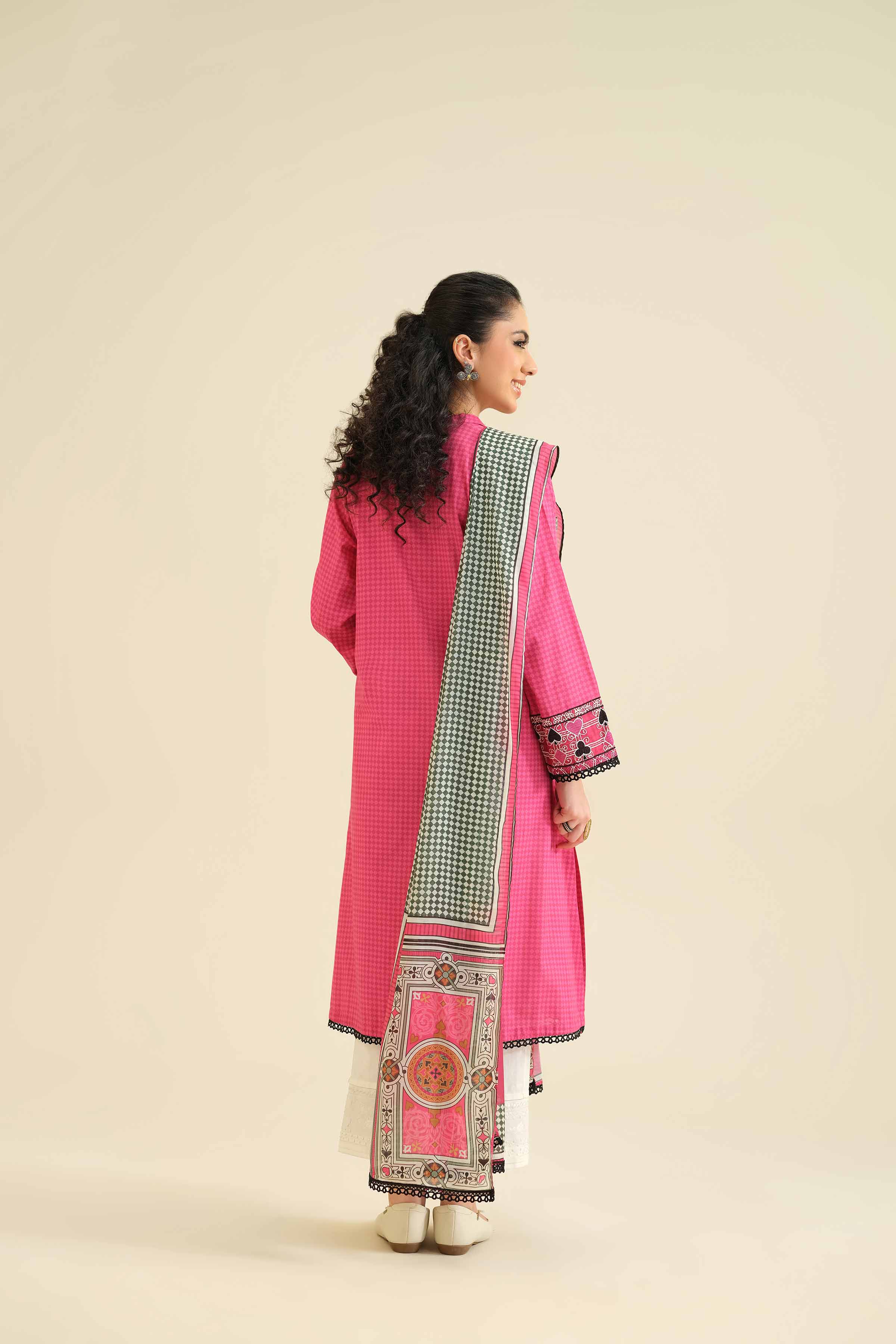 2 Piece - Printed Embroidered Suit - PW25-56 - Image 3