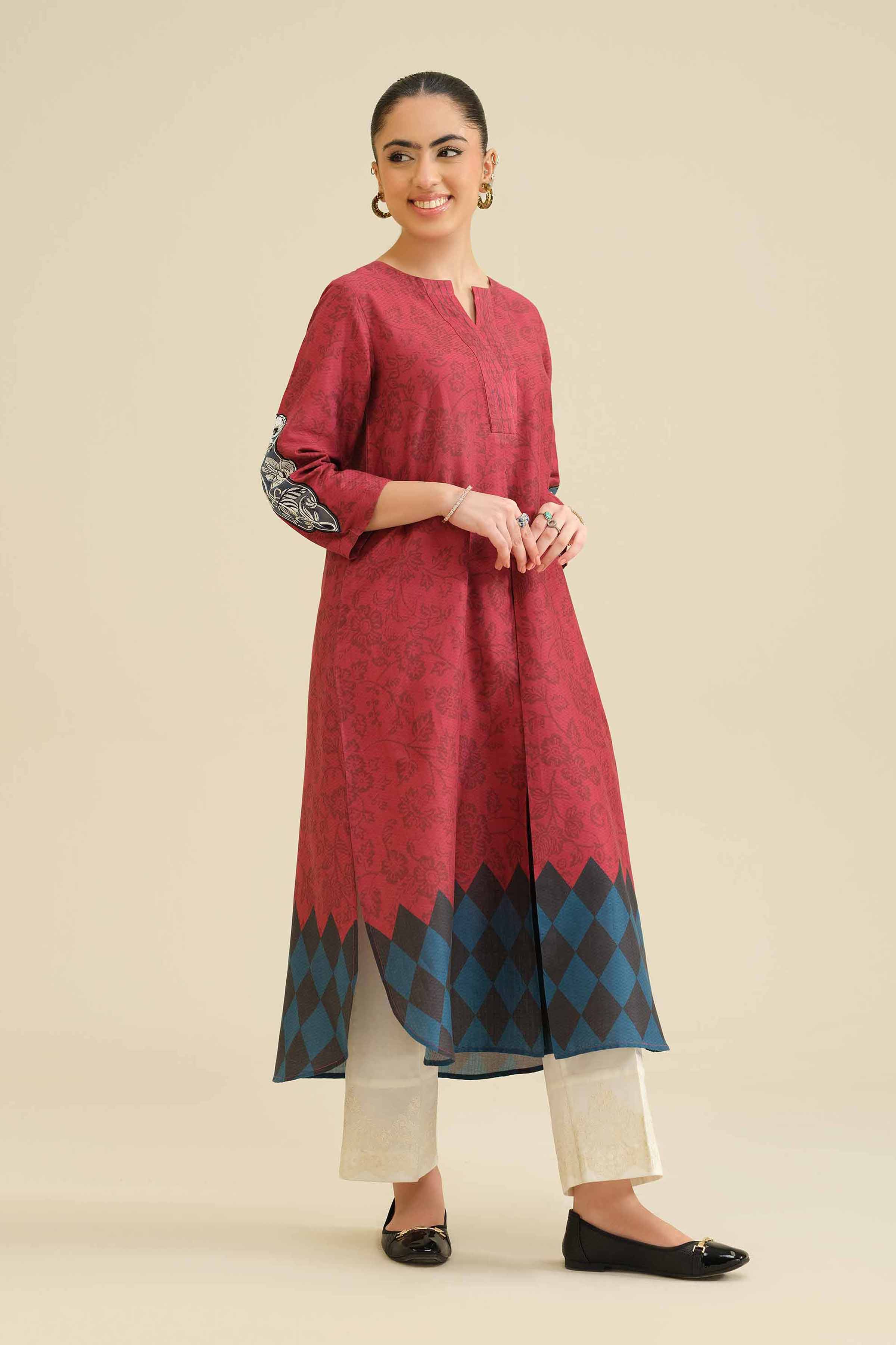 Printed Embroidered Shirt - PW25-563