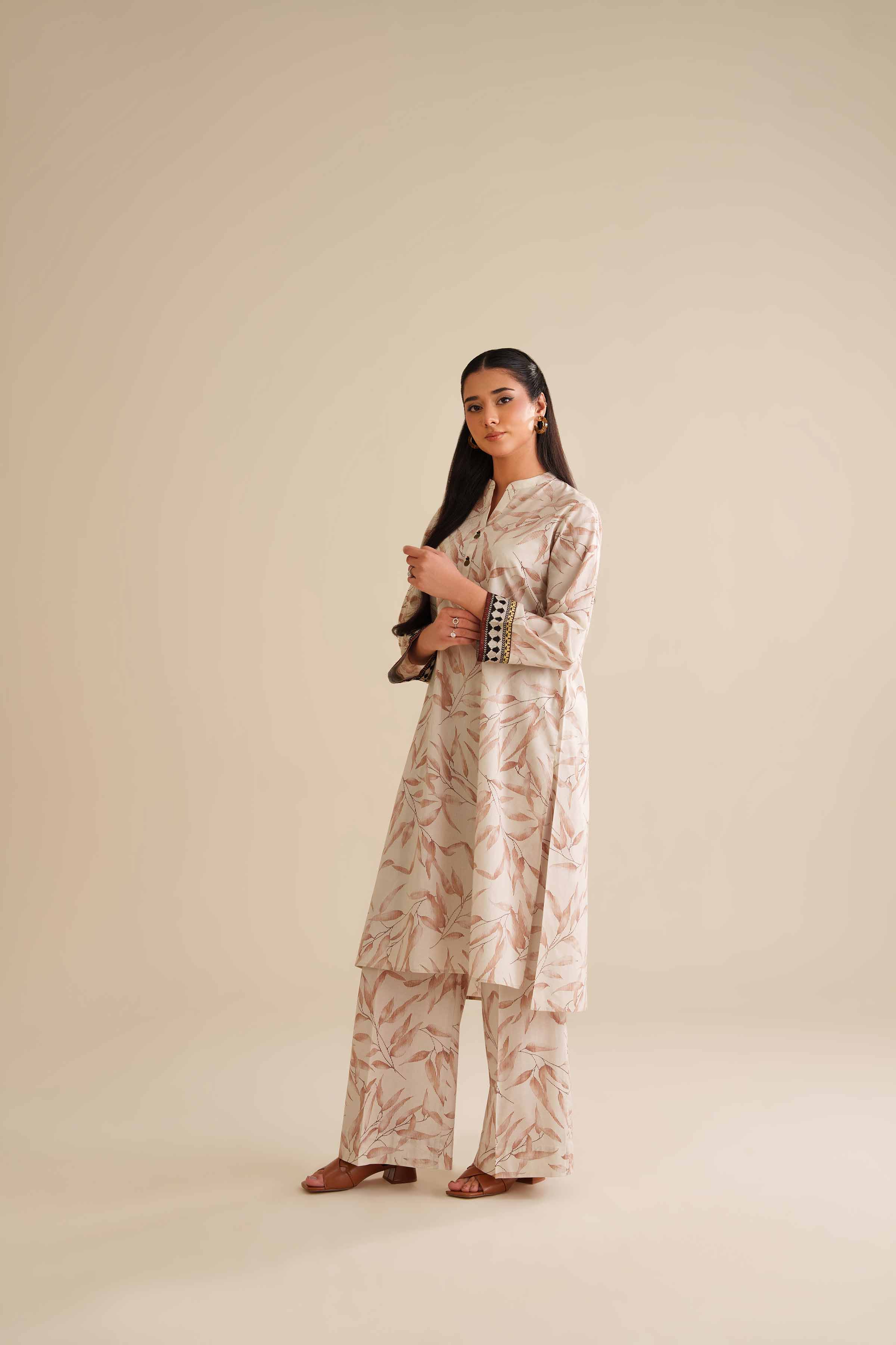 2 Piece - Printed Embroidered Suit - PW25-58 - Image 4