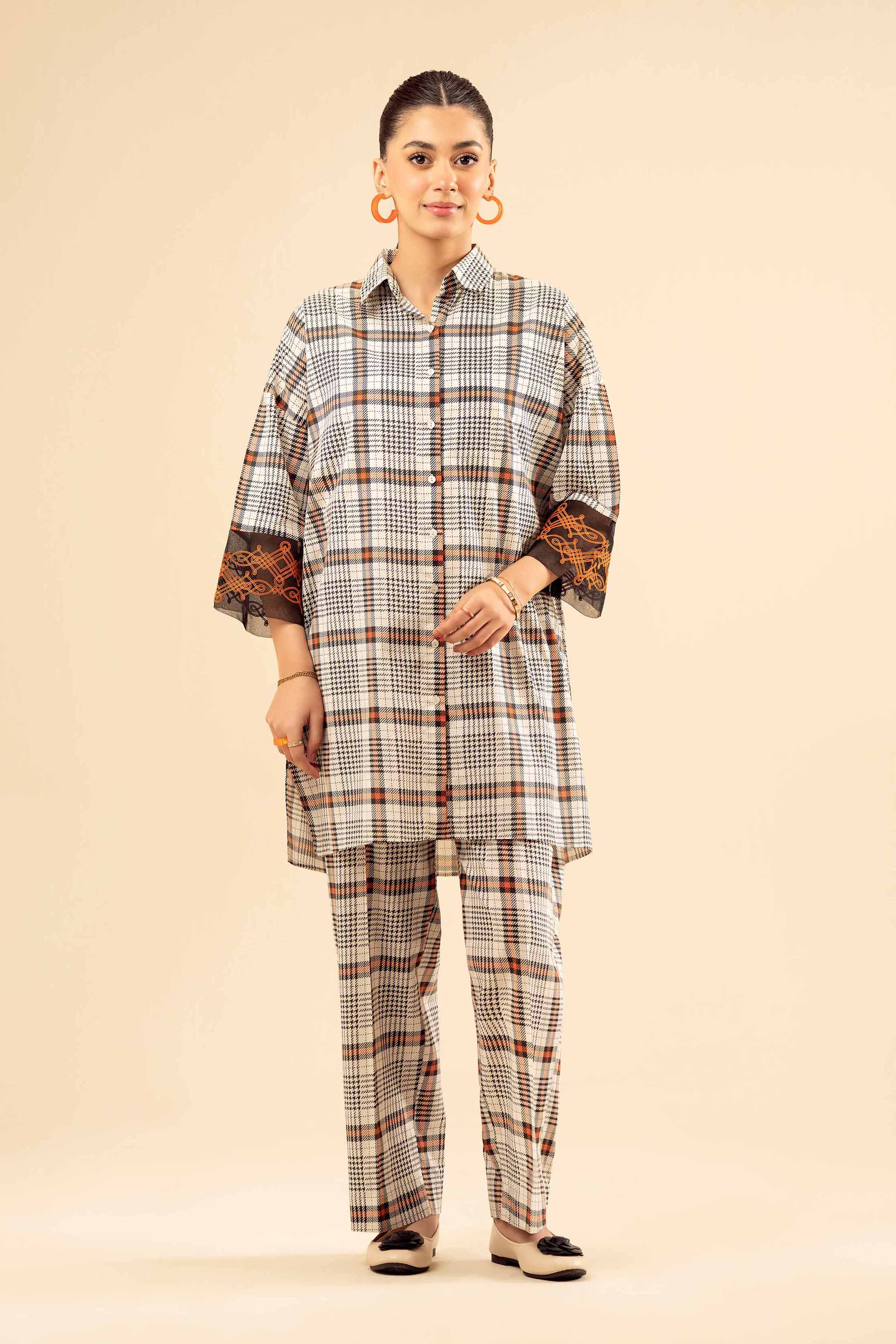 2 Piece - Printed Embroidered Suit - PW25-66 - Image 2