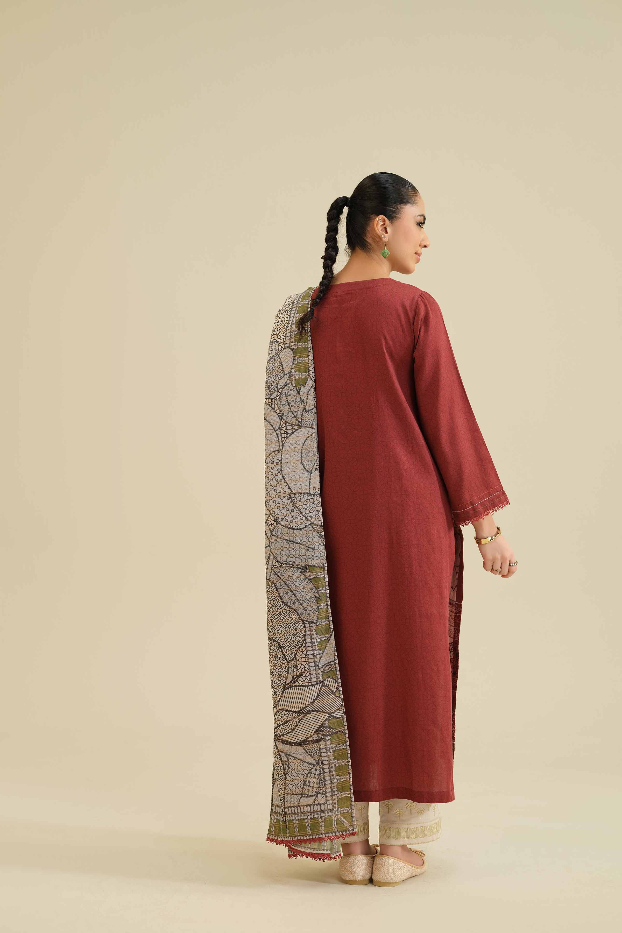 2 Piece - Printed Embroidered Suit - PW25-74 - Image 5