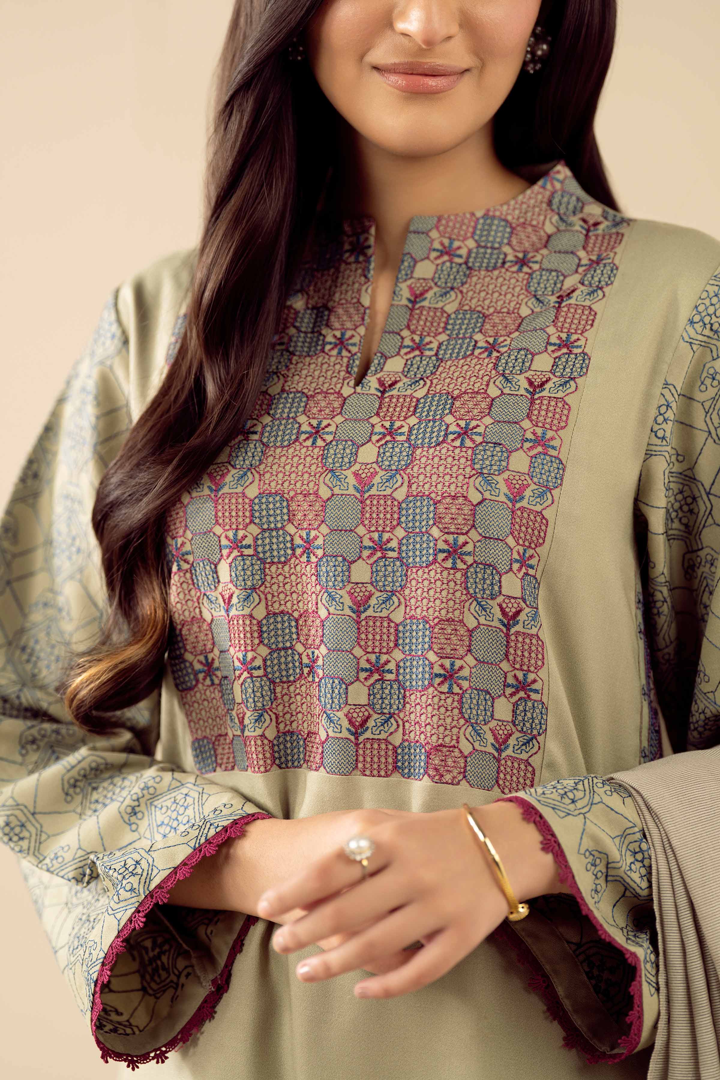 2 Piece - Embroidered Suit - PW25-77 - Image 8