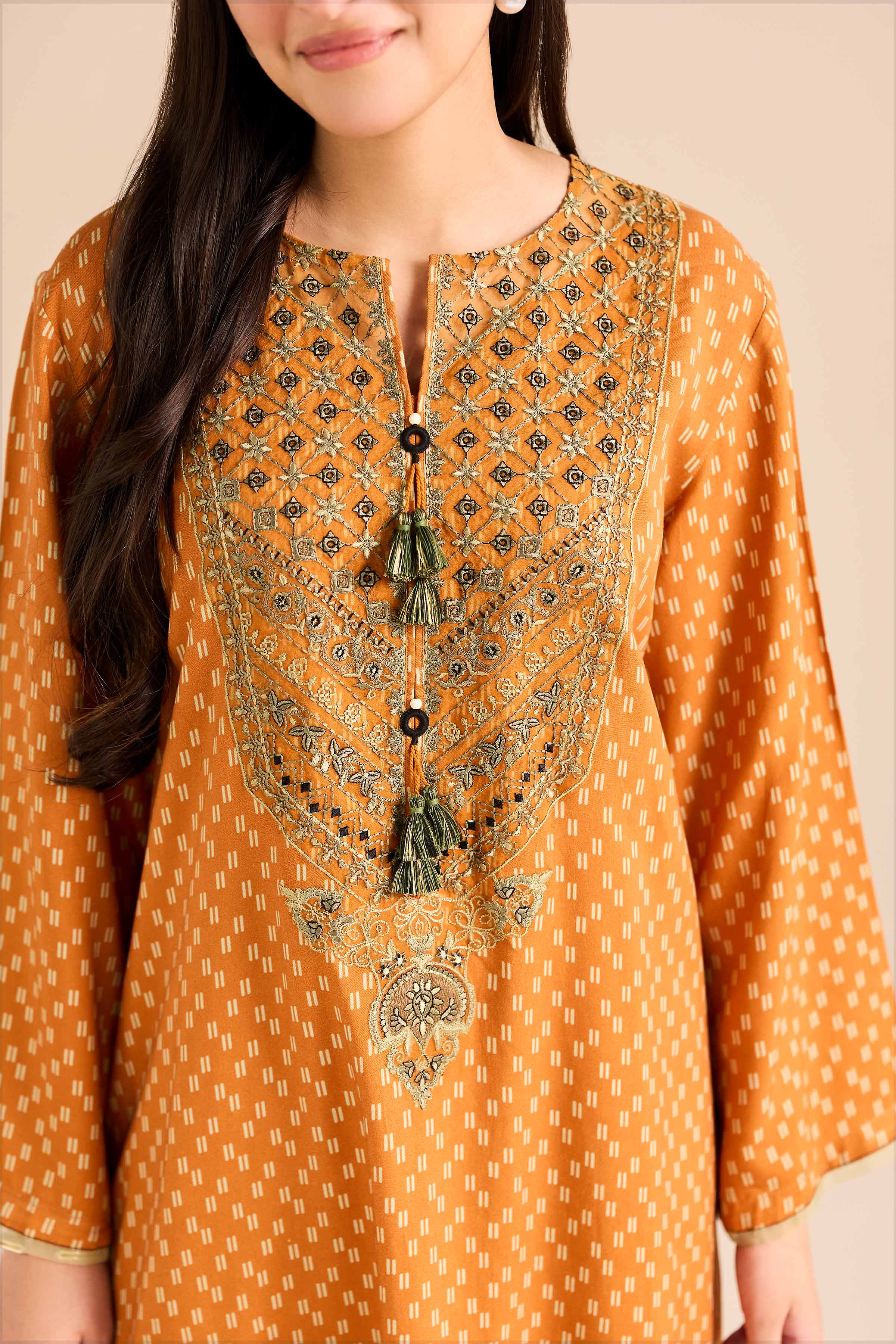 2 Piece - Printed Embroidered Suit - PW25-78 - Image 7